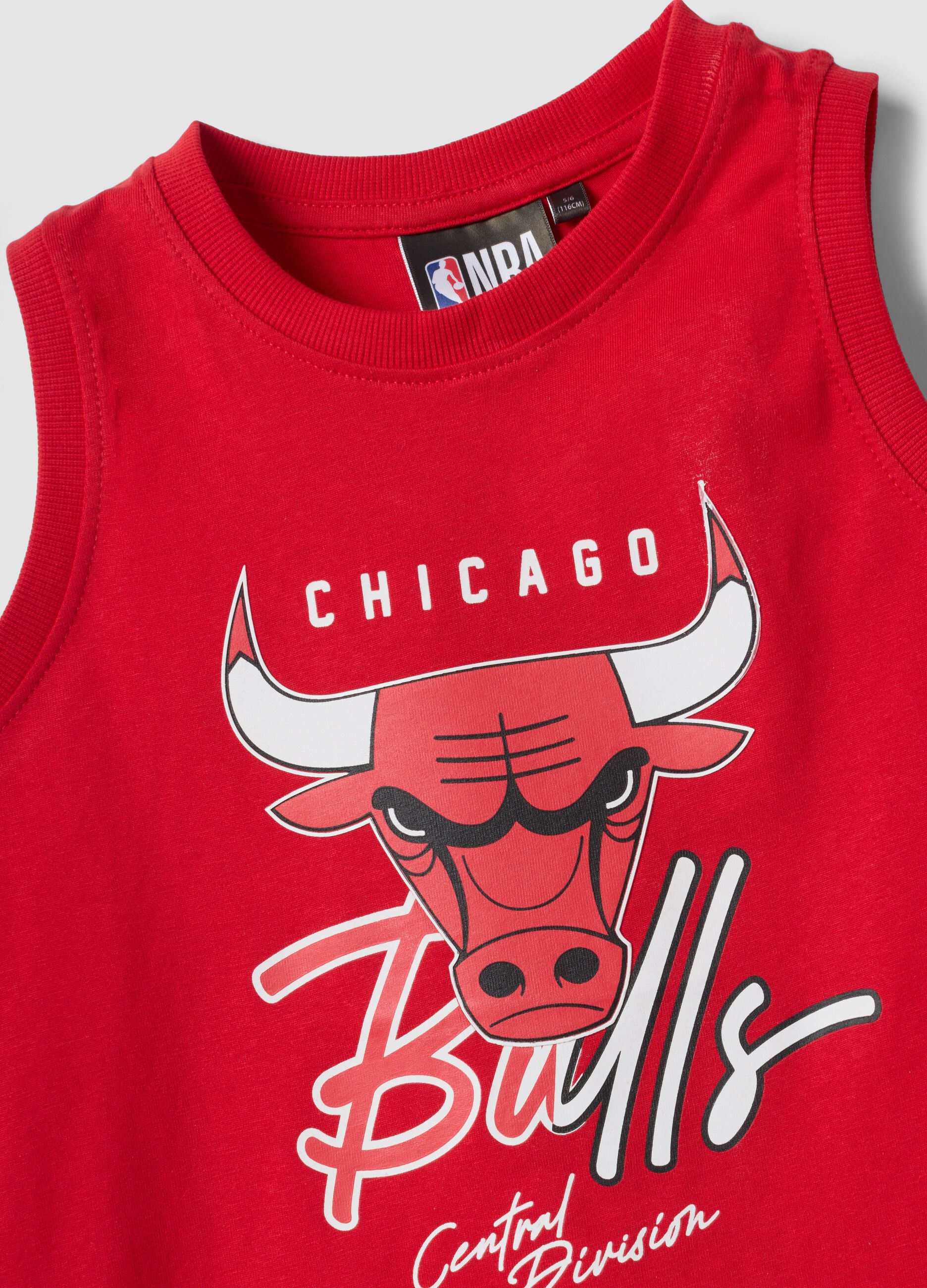 Red pure cotton vest top with front print