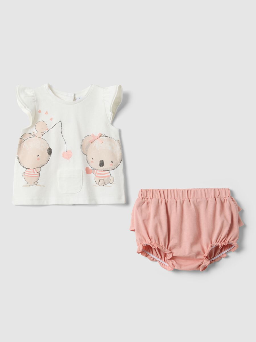 Pink organic cotton set with top and bloomers_0