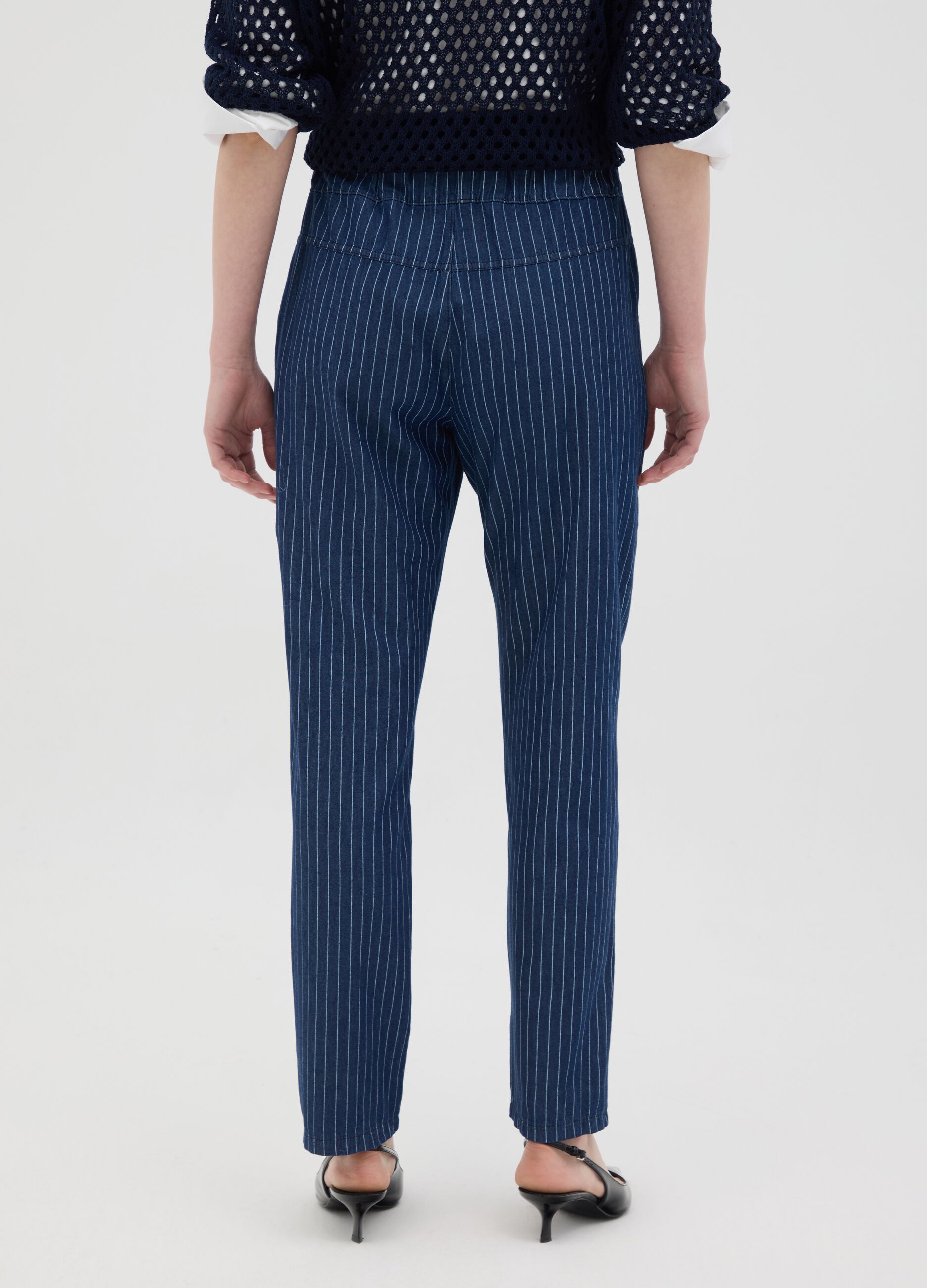 Women's blue pure cotton jumper with regular fit