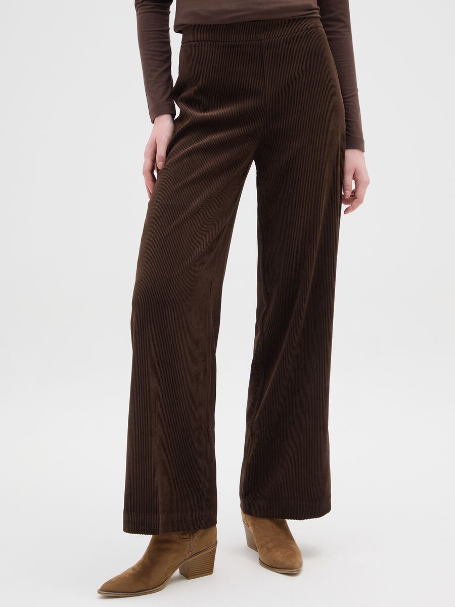 Brown Wide Leg Corduroy Trousers_1
