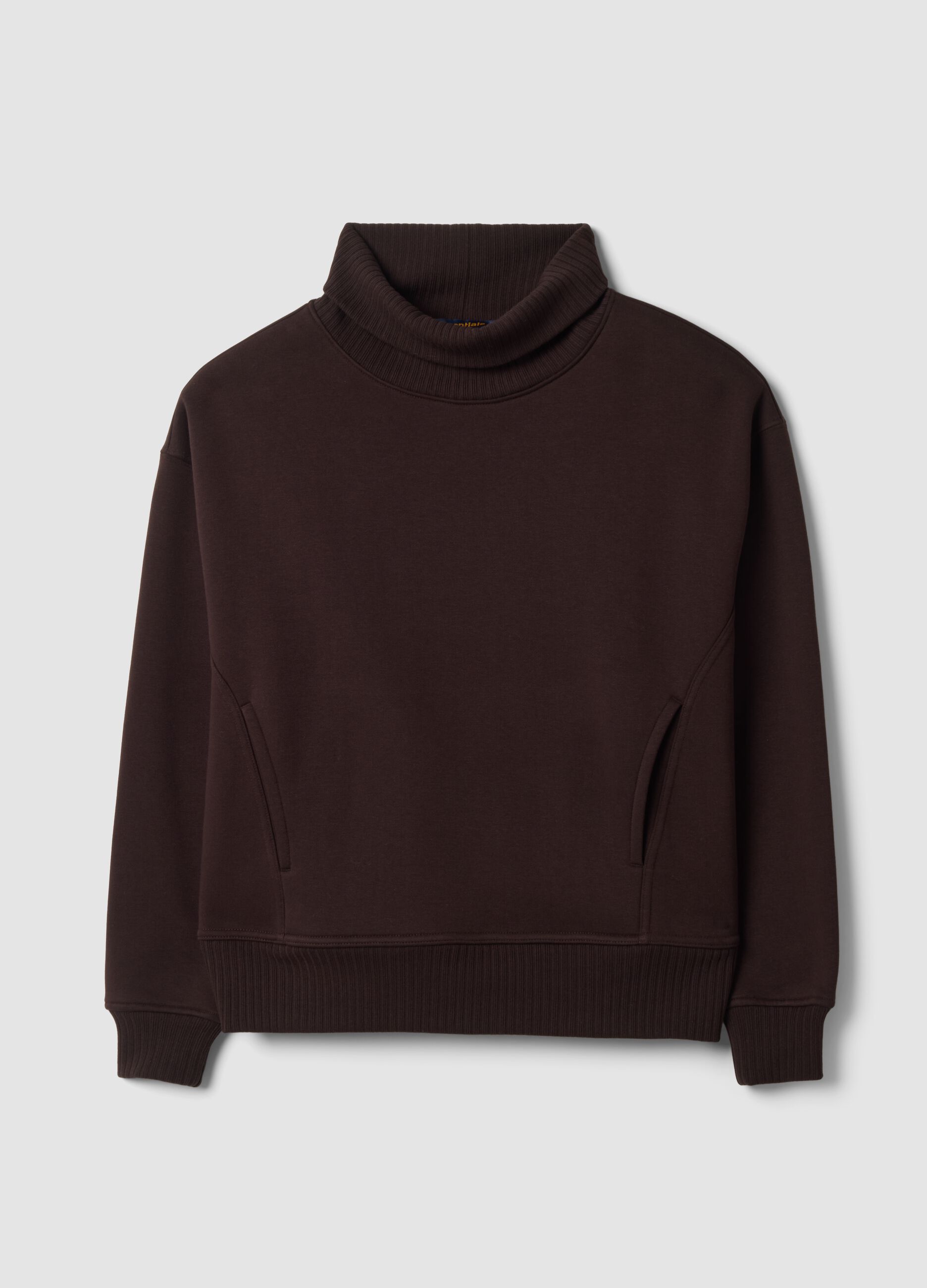 Felpa marrone in misto cotone fleece a girocollo regular fit
