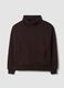 Felpa marrone in misto cotone fleece a girocollo regular fit_0
