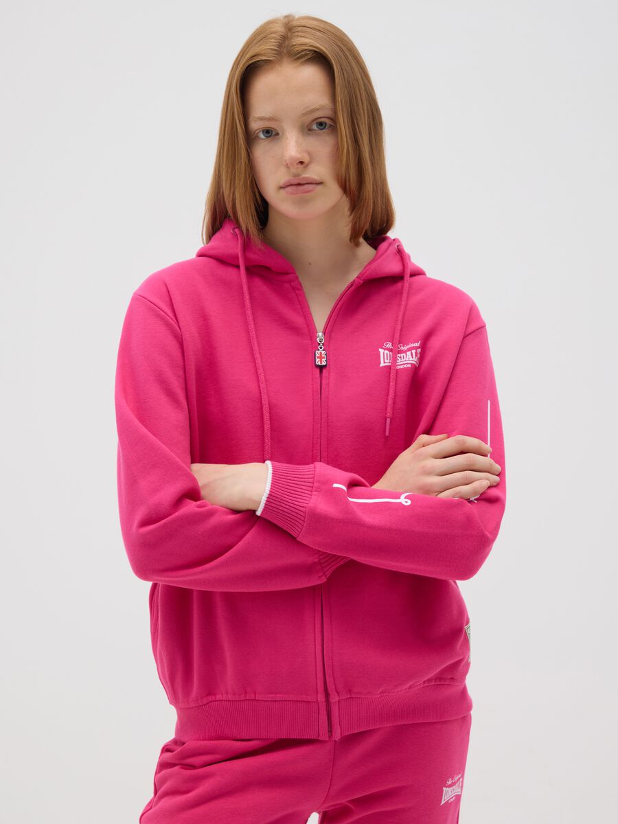 Completo felpa pantalone sportivo in cotone rosa regular fit_0