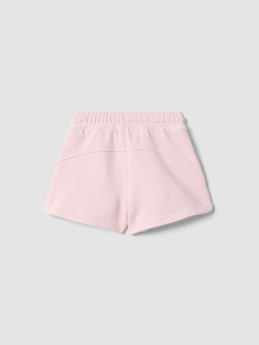 Girl's regular fit pink cotton blend shorts with heart_1
