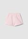 Girl's regular fit pink cotton blend shorts with heart_1