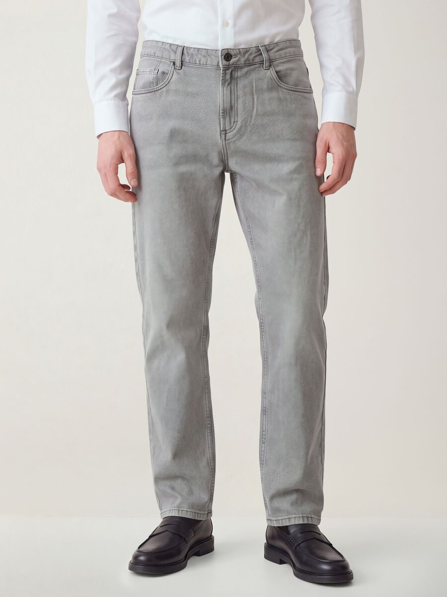 Grey denim jeans in cotton-viscose blend, regular fit_2