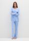 Blue cotton pyjamas with floral print_0