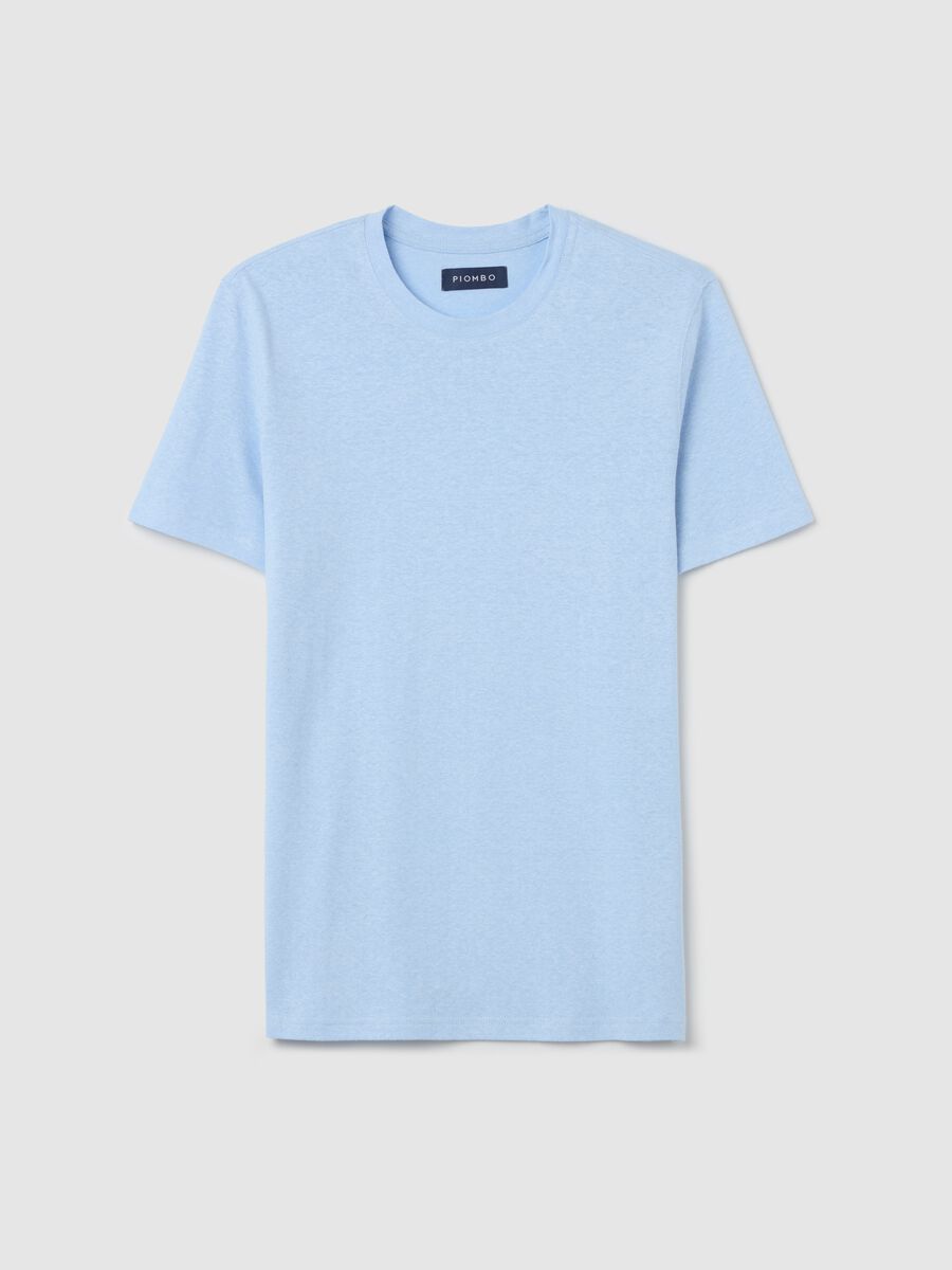 T-shirt with round neck in linen and cotton_4