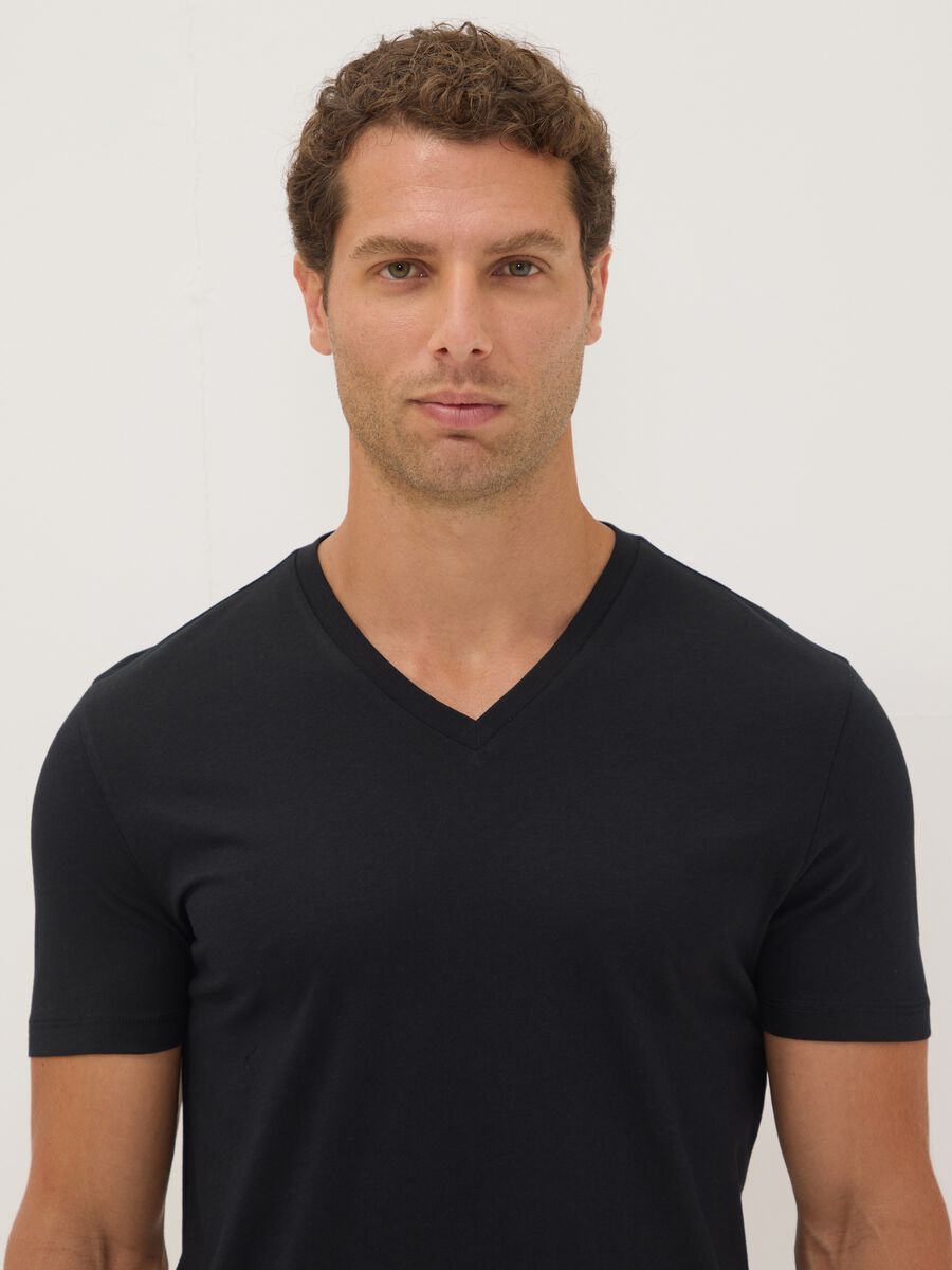 3-pack of blue organic cotton V-neck T-shirts_0