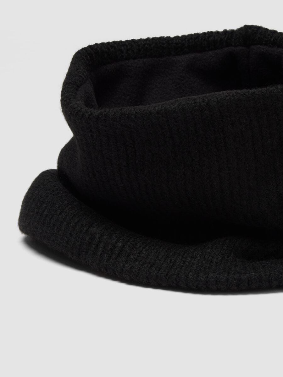 Black ribbed stretch-fabric scarf_2