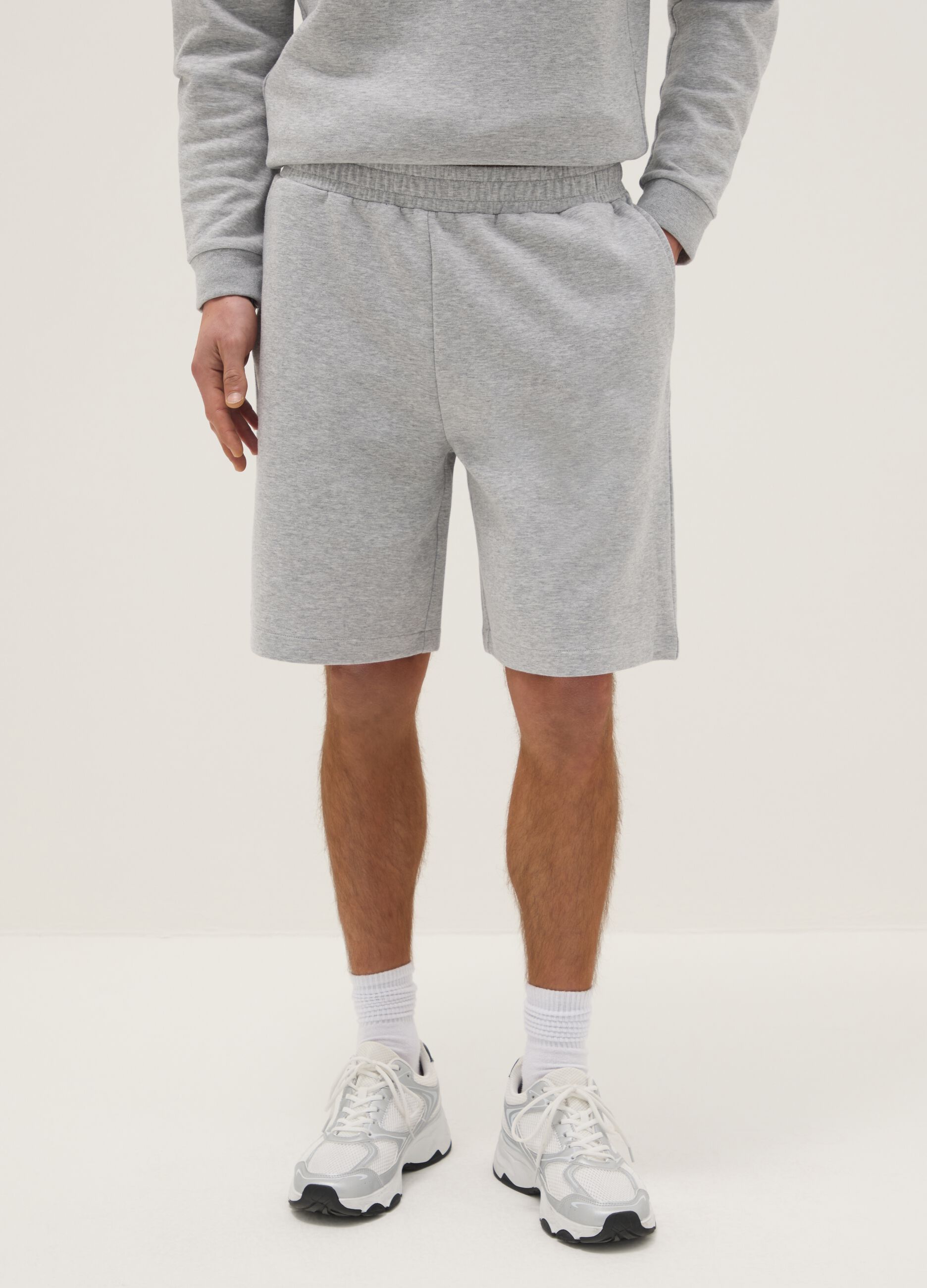 Grey Stretch Cotton Regular Fit Bermuda Shorts