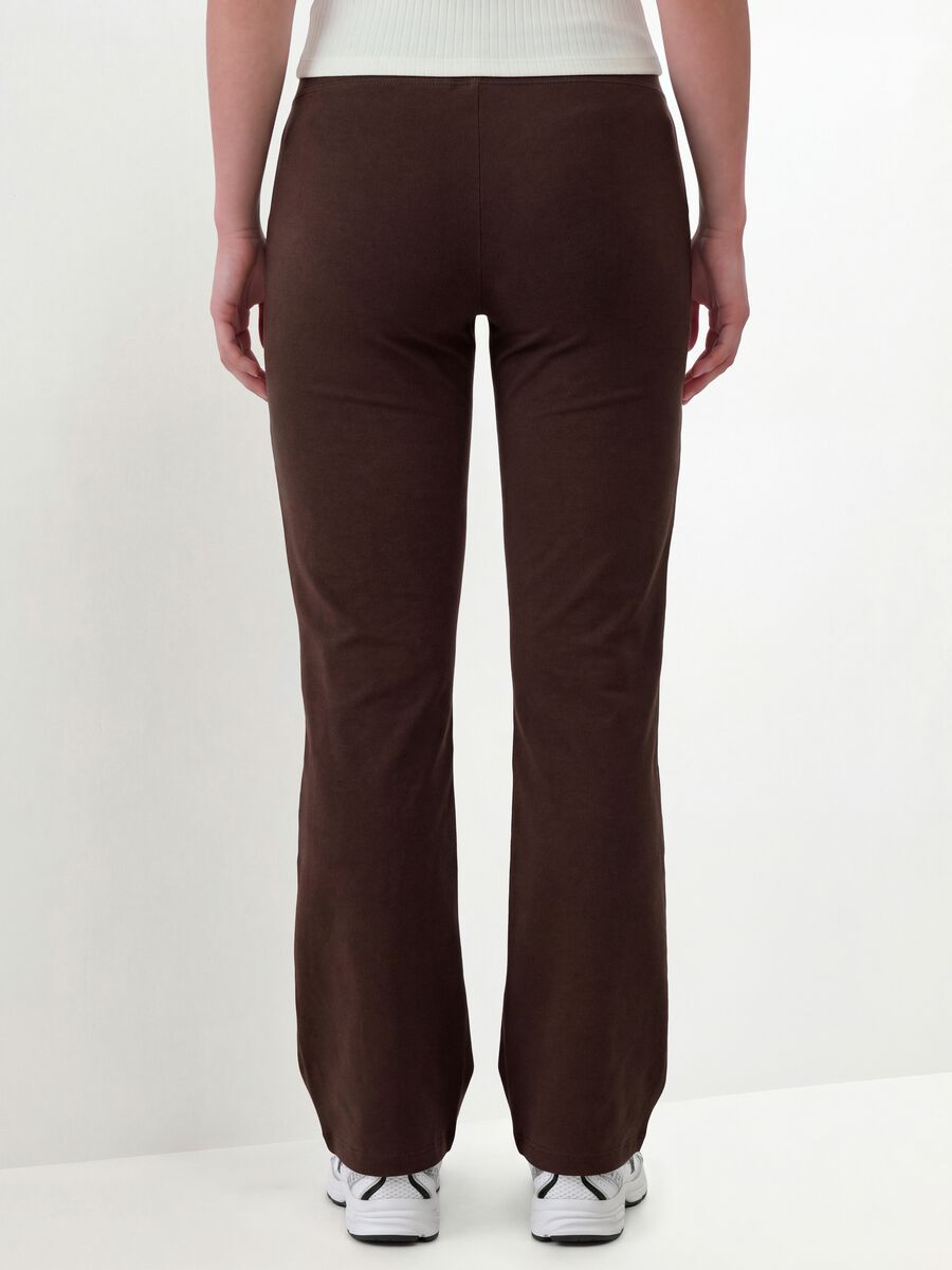 Leggings marroni flare in cotone elasticizzato_3