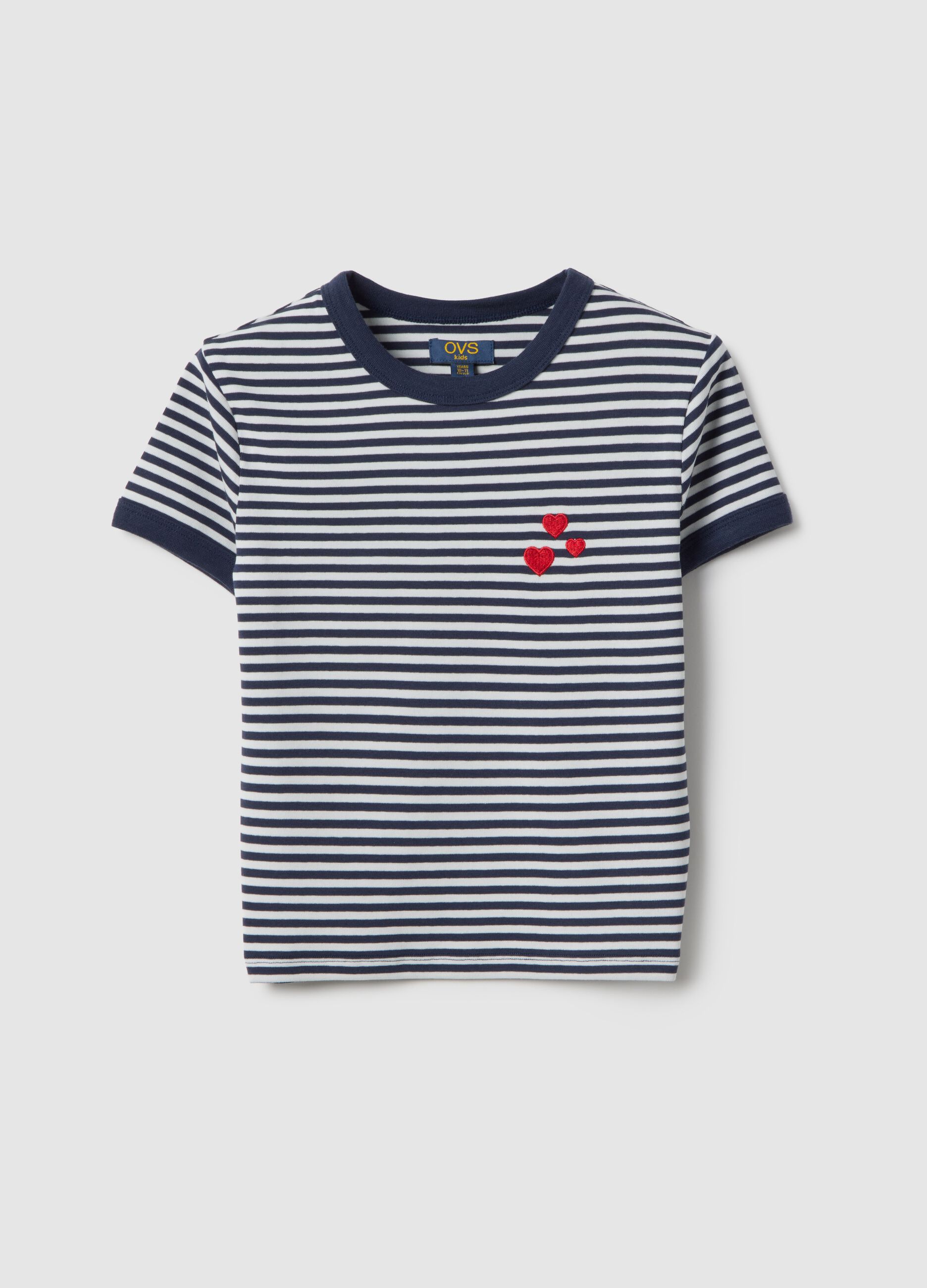 Blue striped stretch T-shirt for girls