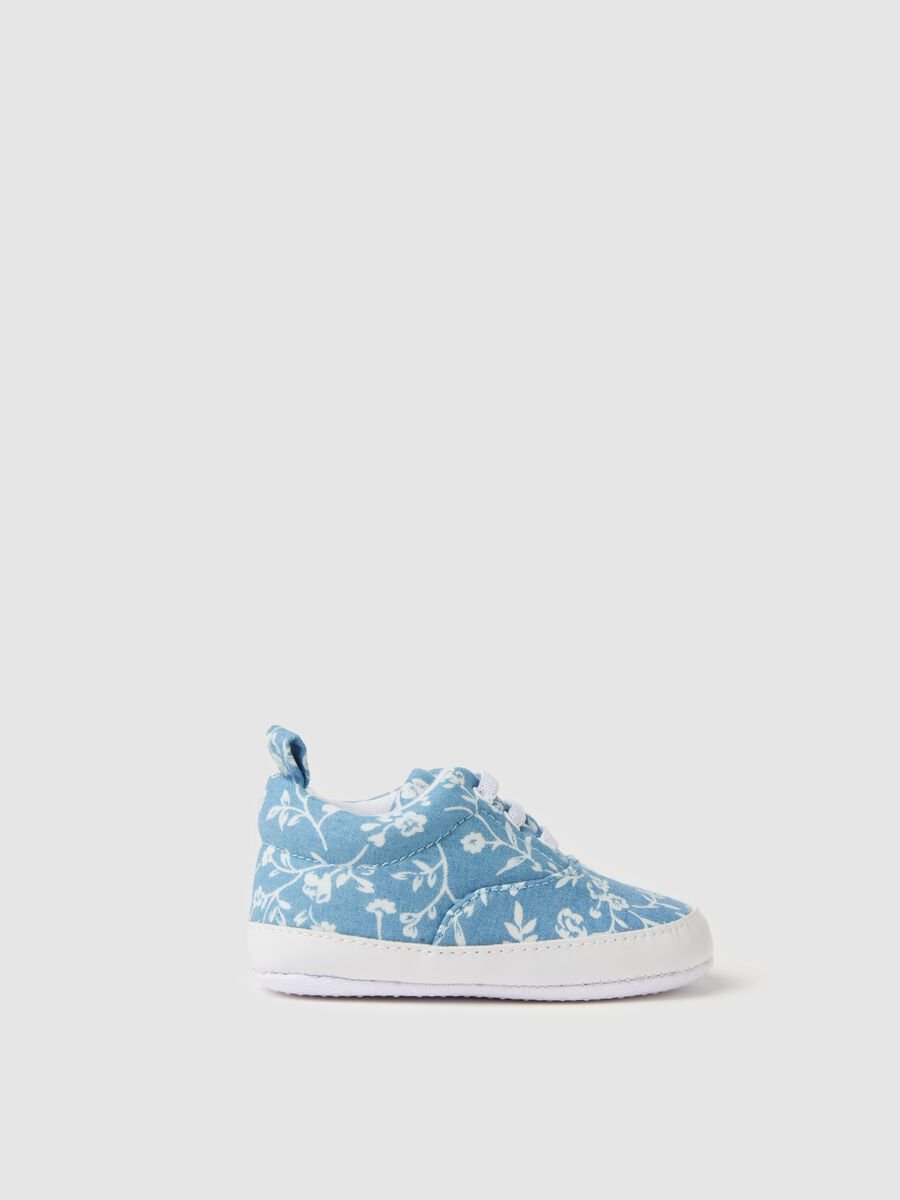 Scarpine in denim con stampa floreale _2