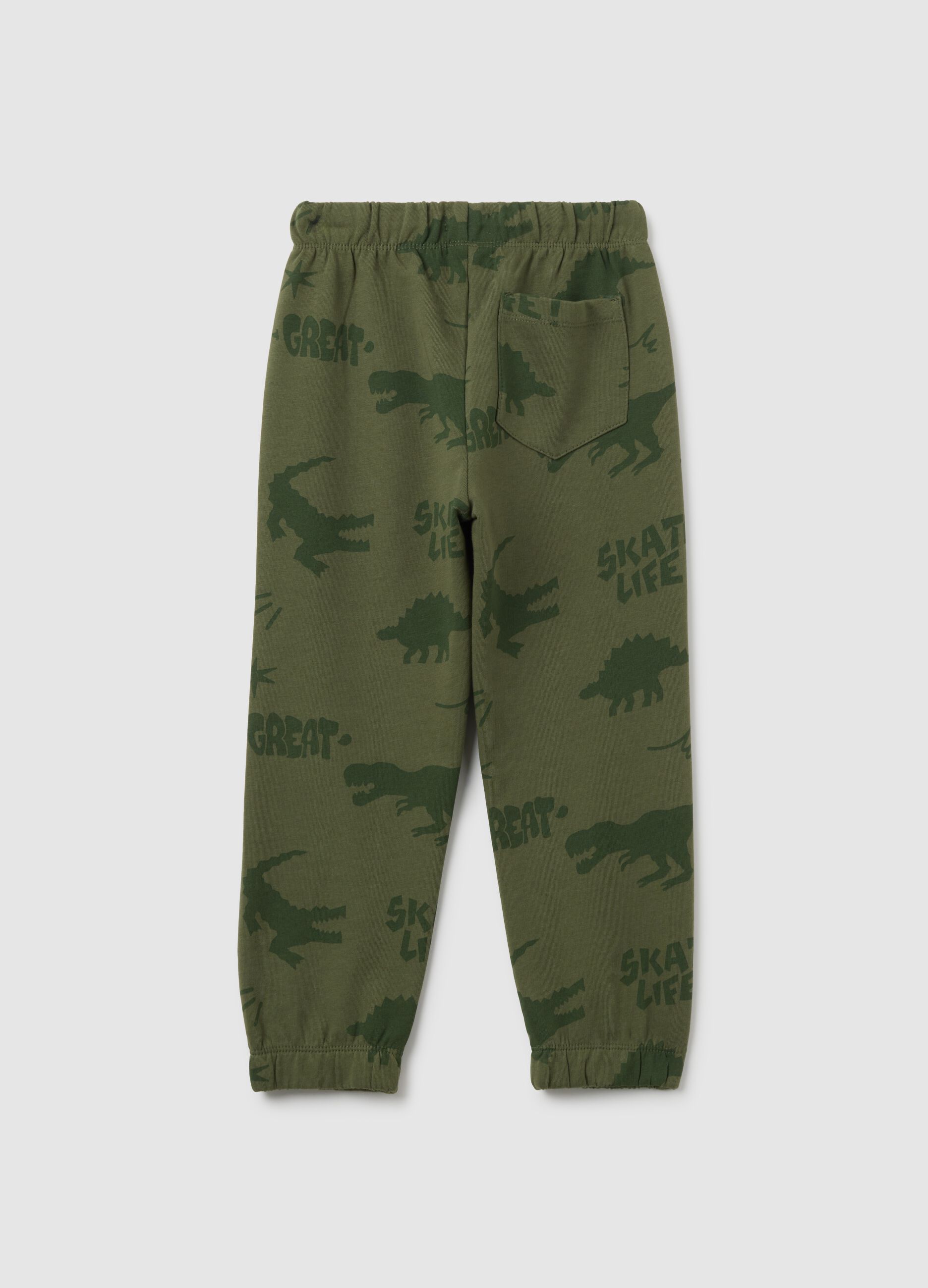 Green pure cotton regular fit children's trousers