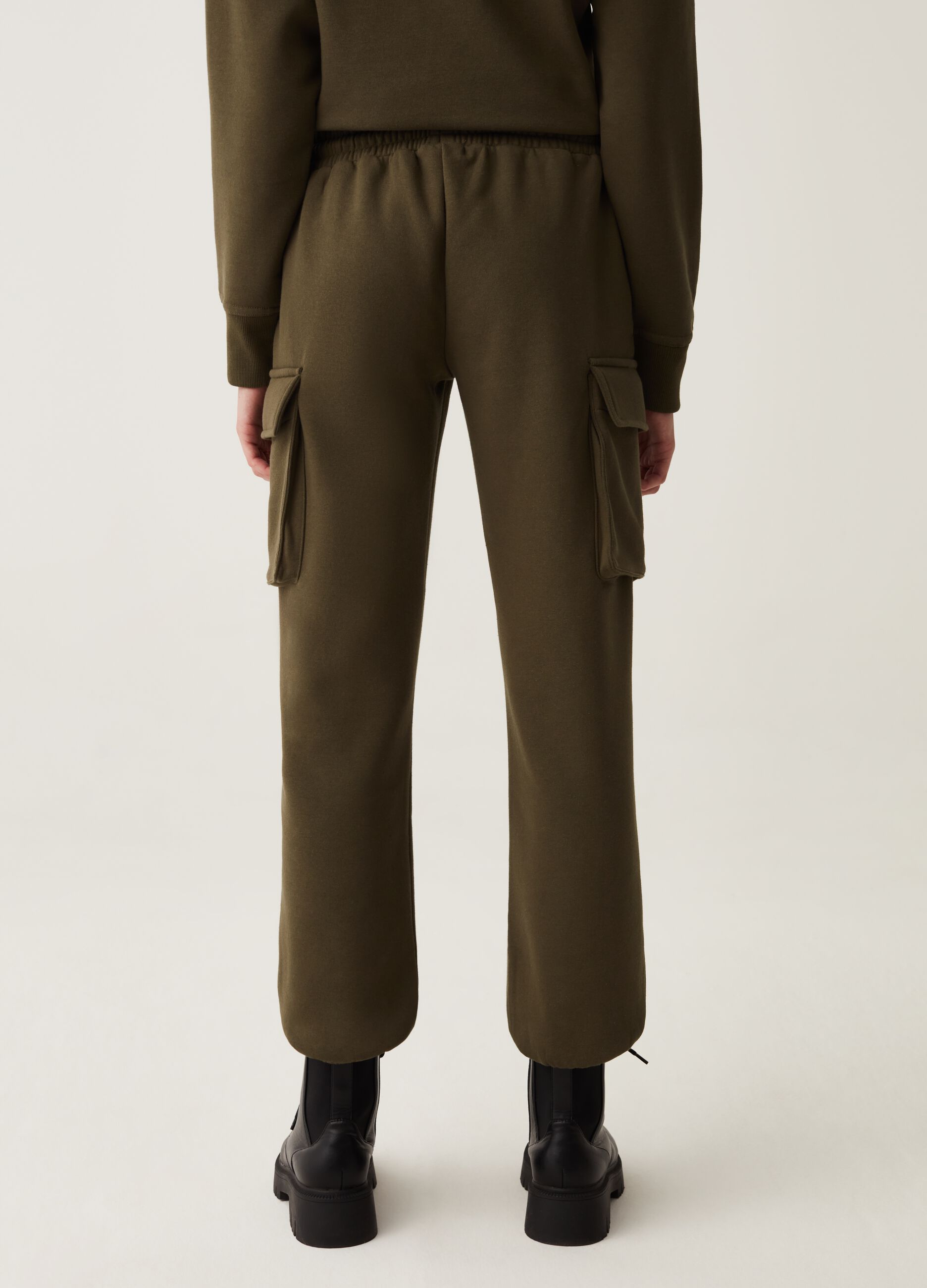 Joggers cargo in felpa con coulisse_2