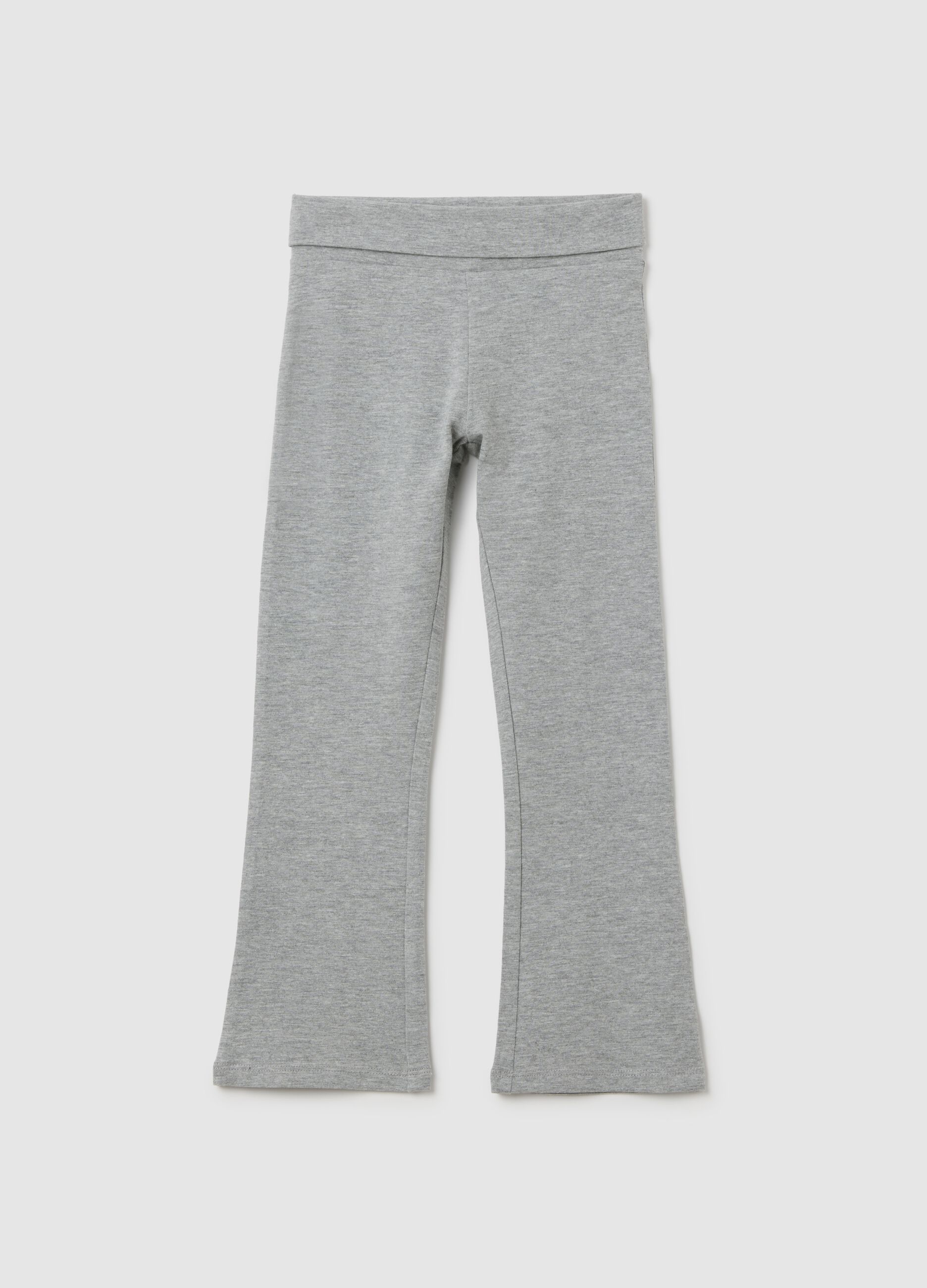 Girls' grey cotton blend flare trousers