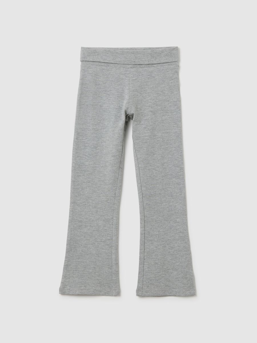 Girls' grey cotton blend flare trousers_0