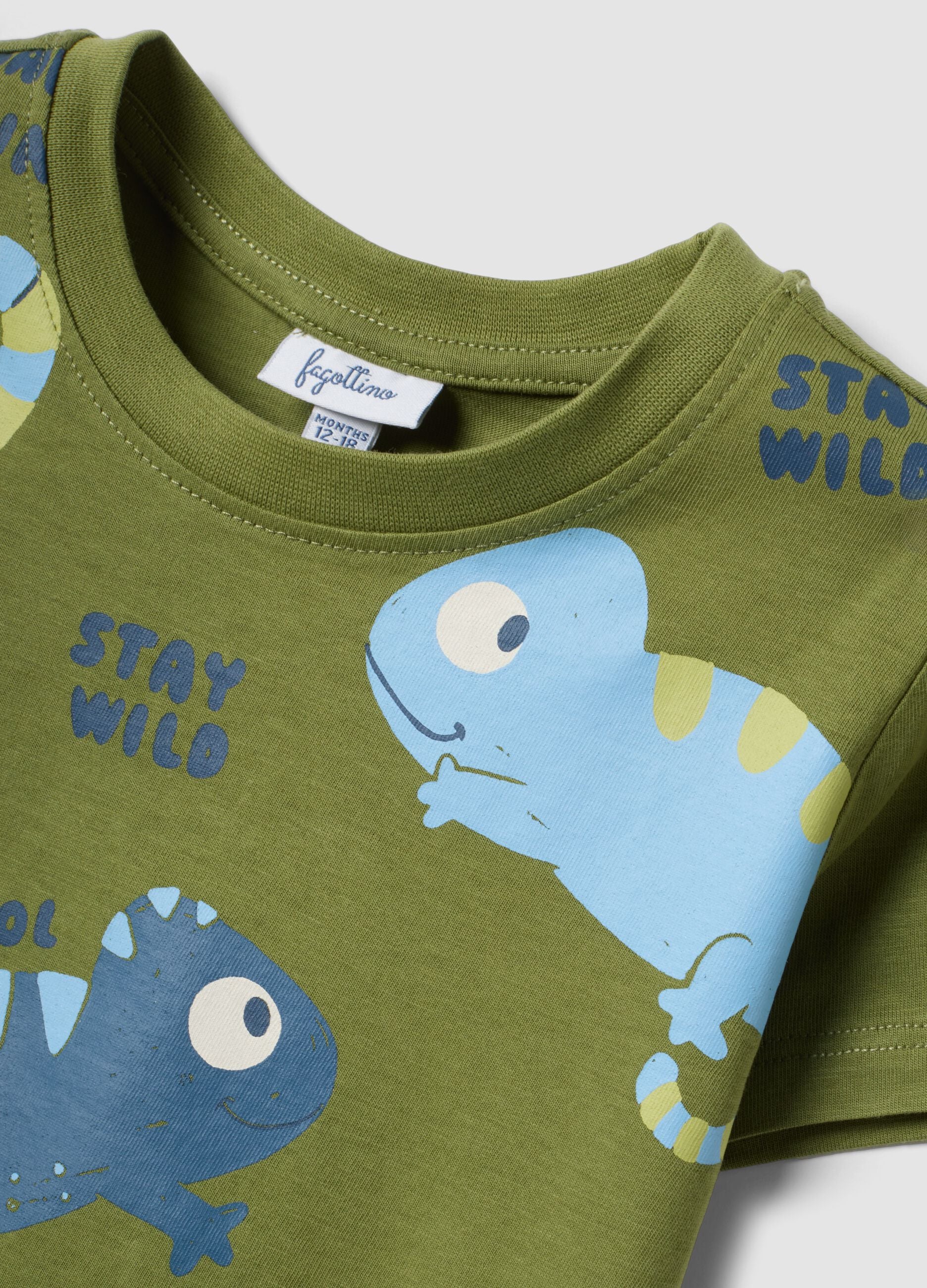 Completo blu e verde in puro cotone per bimbo regular fit