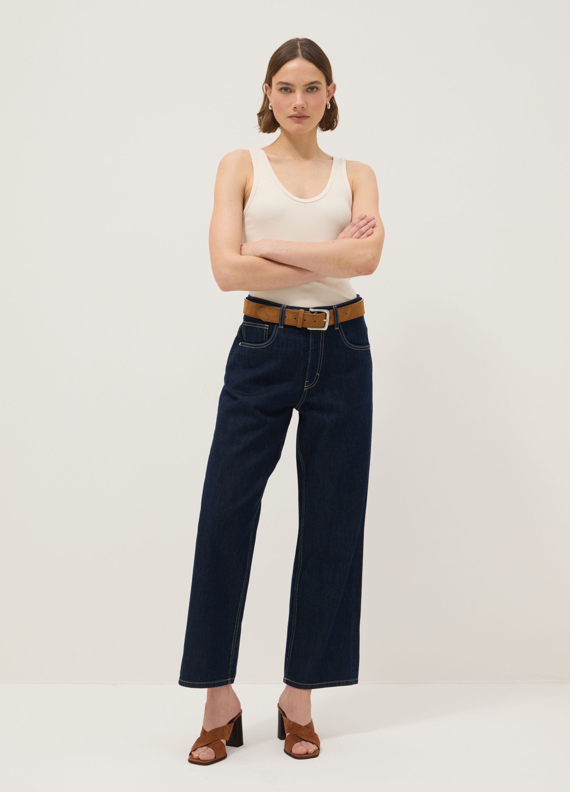 Jeans in puro cotone blu baggy fit