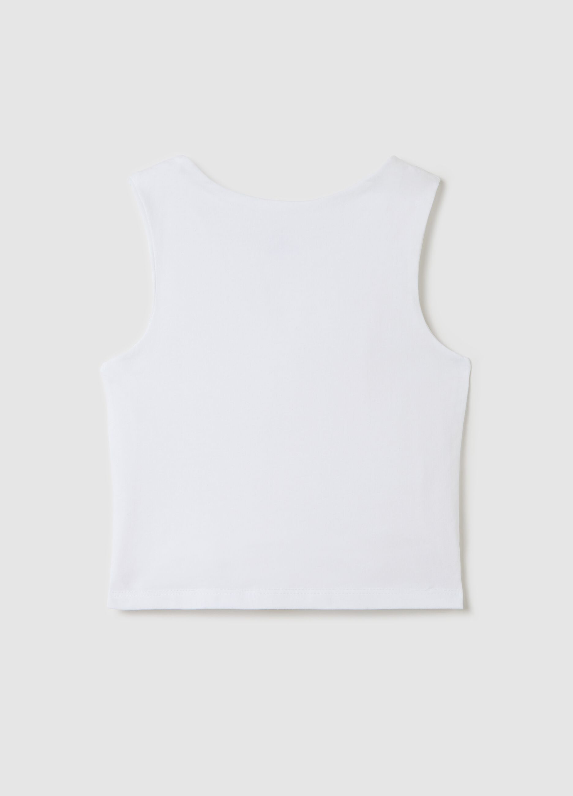 Girls’ white regular-fit T-shirt in stretch cotton with ruffles