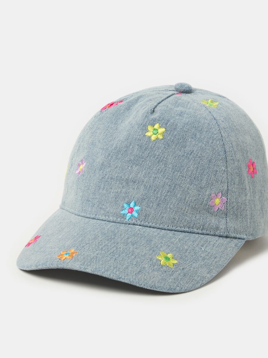 Denim baseball cap with embroidery_2