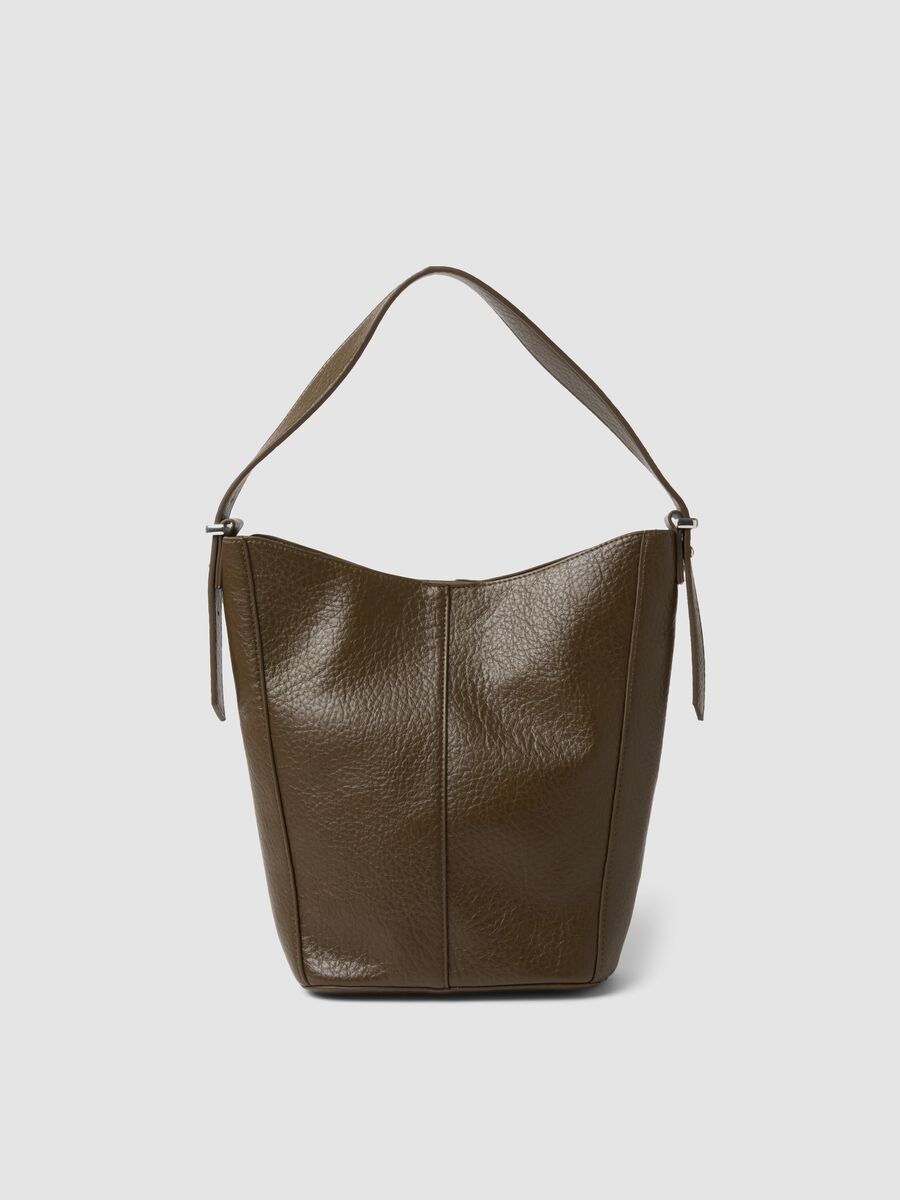 Brown hammered-effect shoulder bag_0