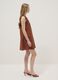 Brown pure cotton regular-fit mini dress with ruched V-neck_1