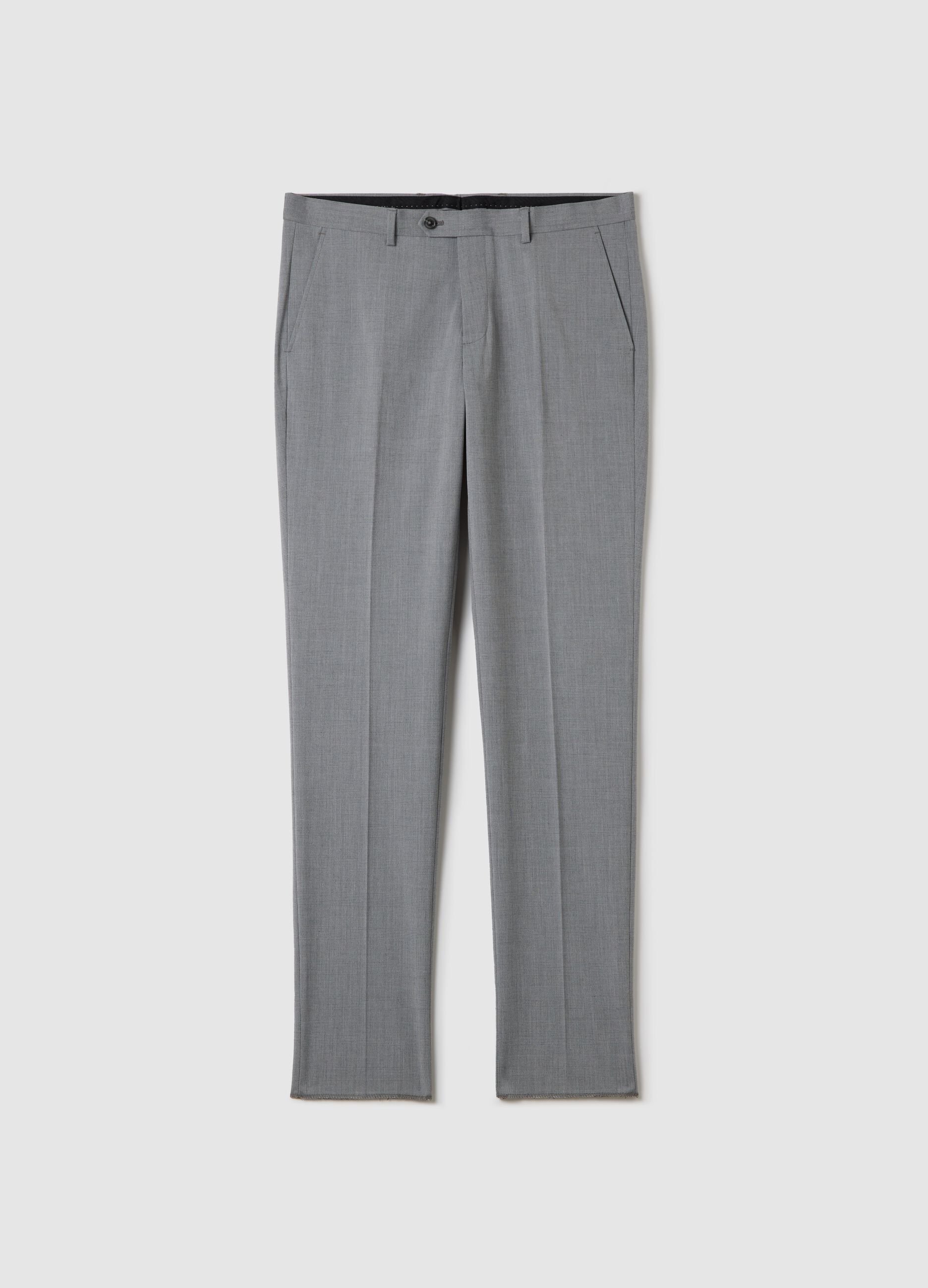 Slim-fit tailored trousers in Prince of Wales