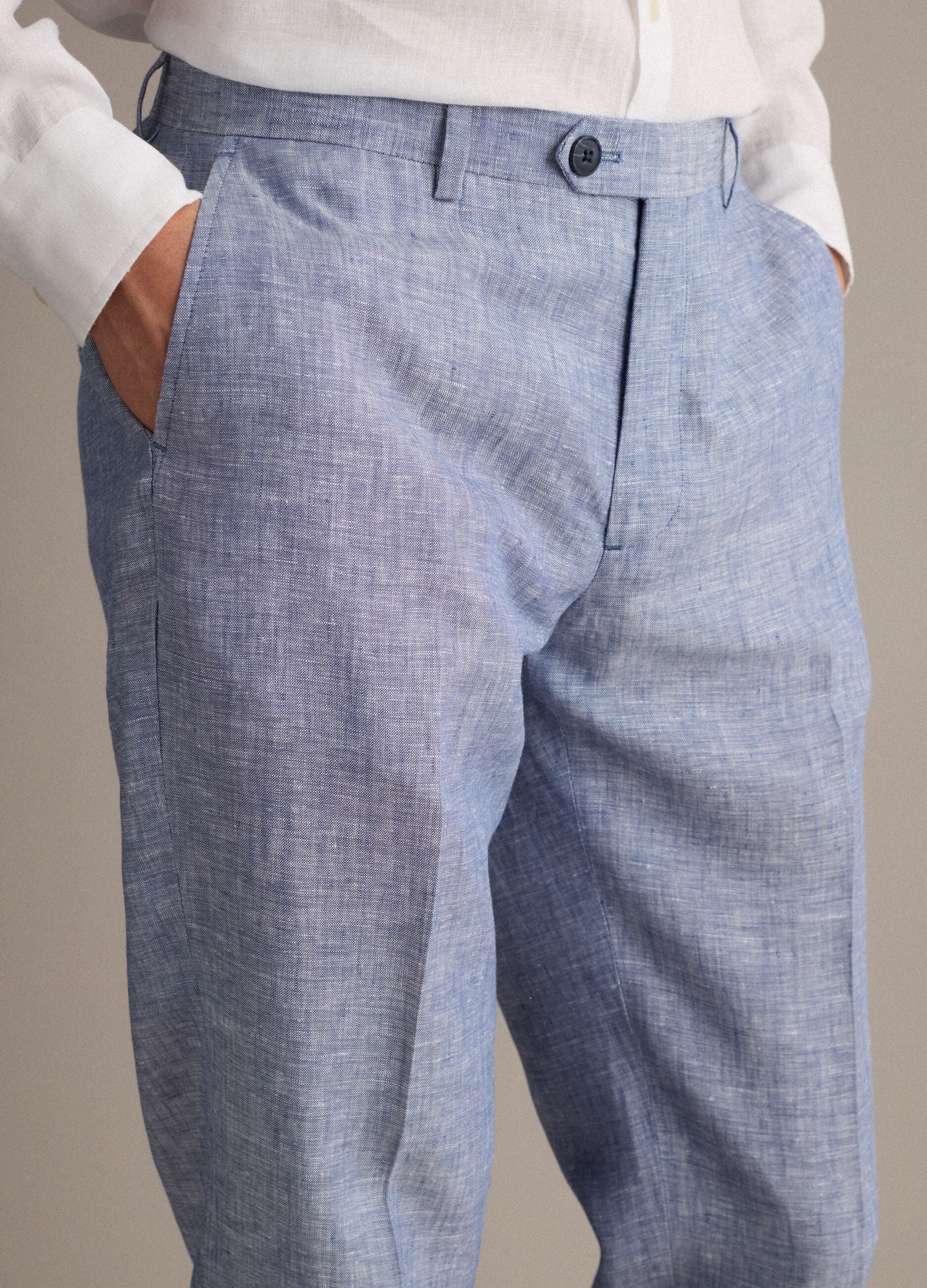 Light Blue Pure Linen Trousers