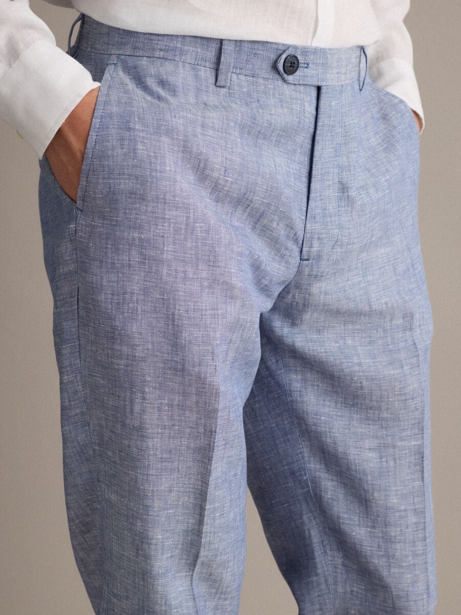 Pantaloni azzurri in puro lino_3