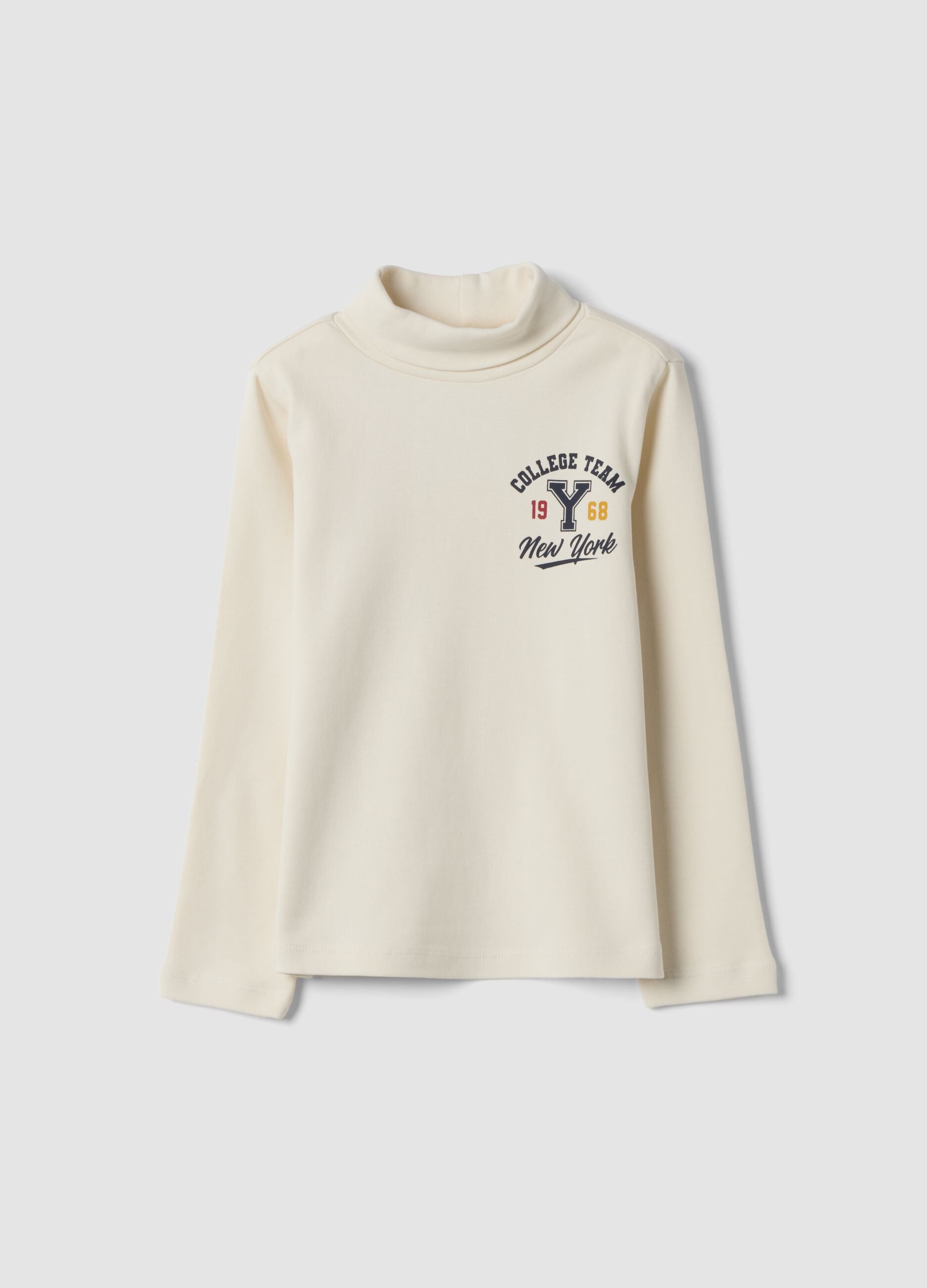 Grey organic cotton roll-neck T-shirt