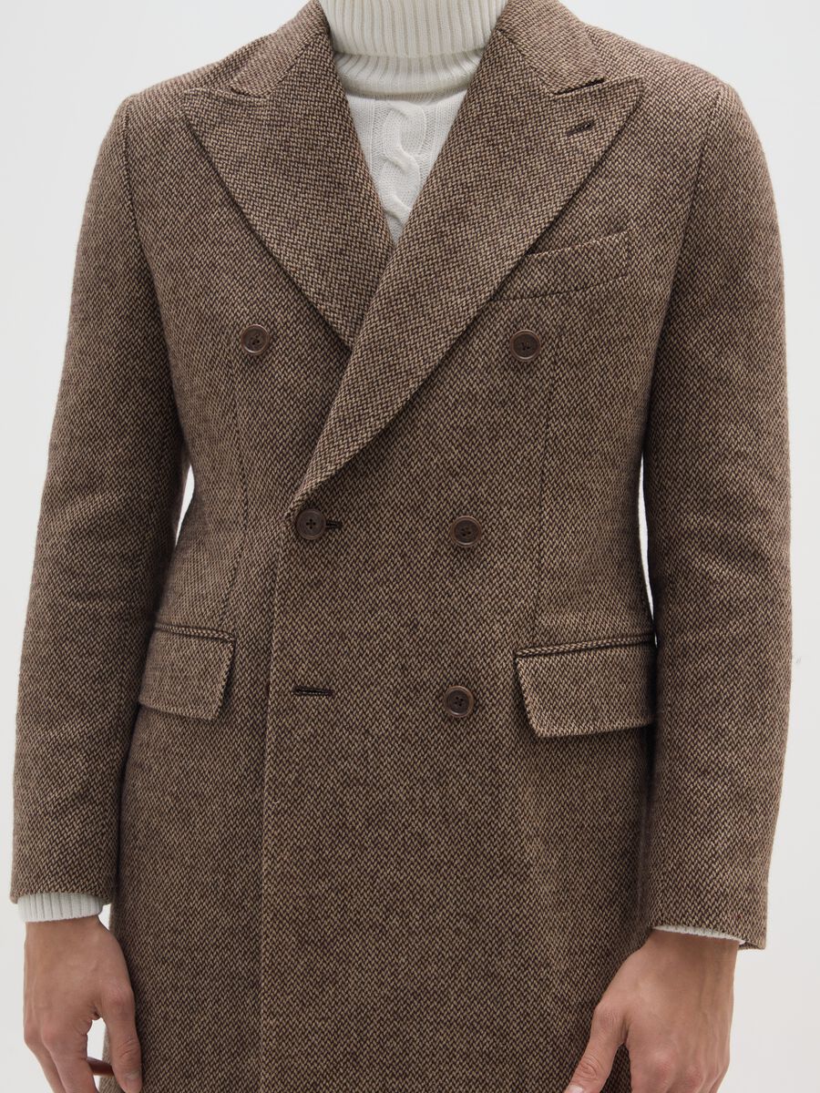 Cappotto lungo a quadri marrone regular fit_3