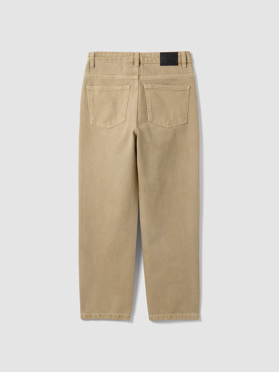 Jeans denim beige in puro cotone relaxed fit per ragazzo_1