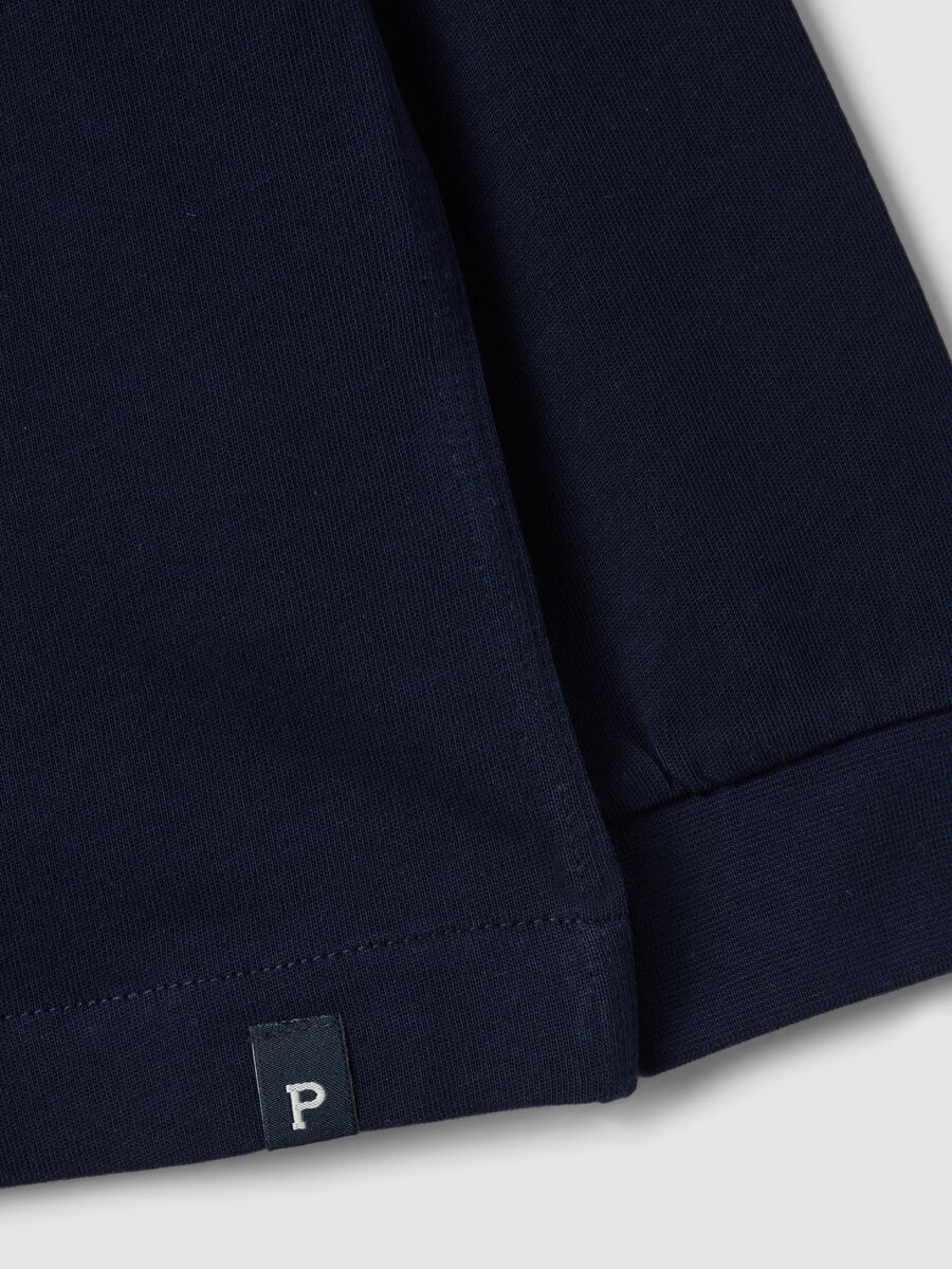 T-shirt blu in puro cotone girocollo a maniche lunghe per bambino_2