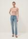 Pink pure cotton regular fit T-shirt with deep serafino neckline_1