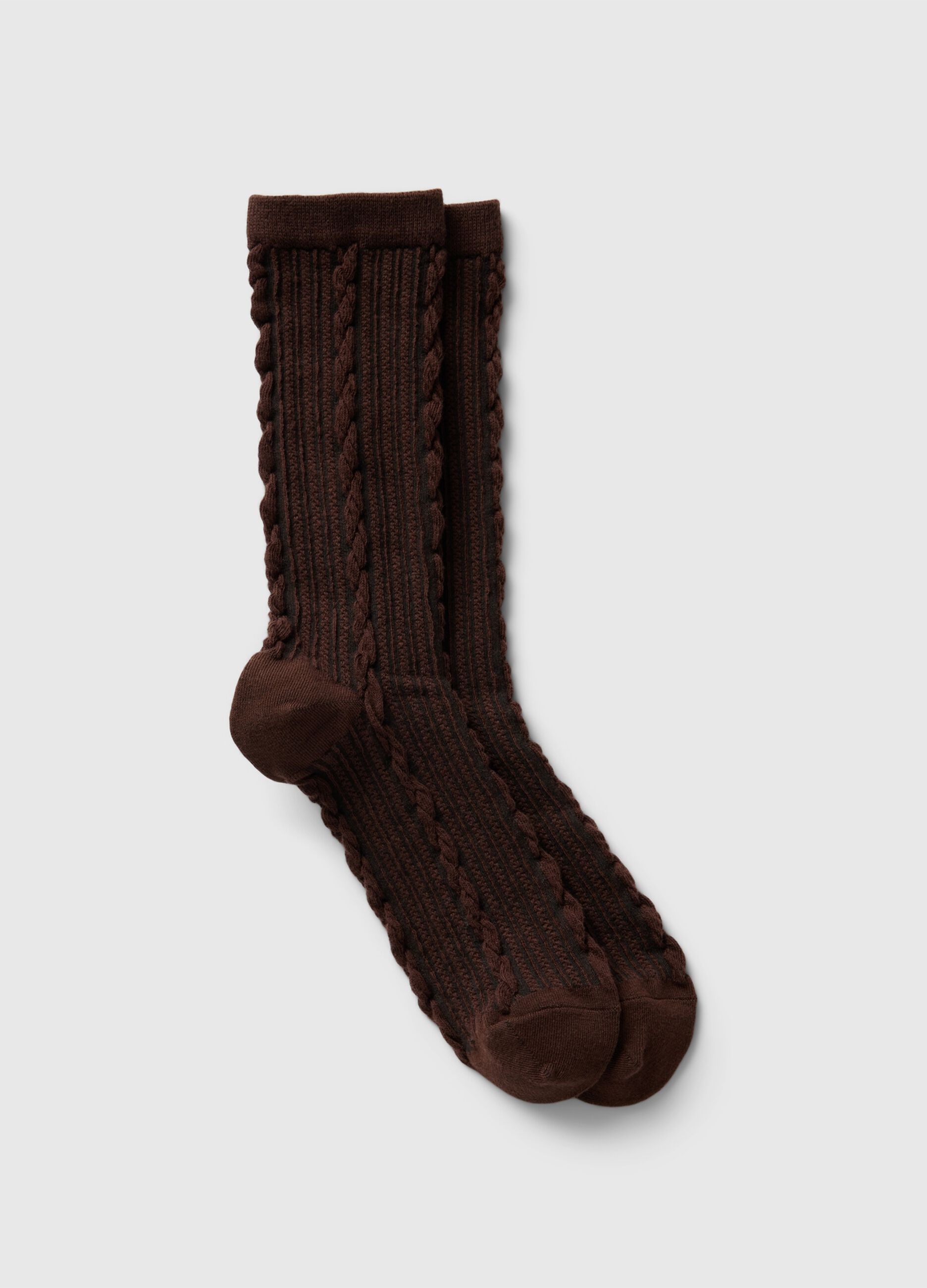 Long cable-knit socks