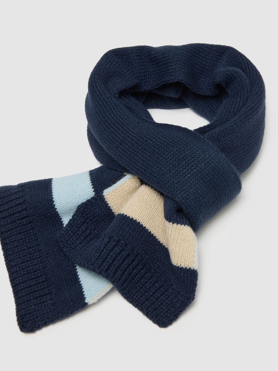 Blue striped scarf for children_2