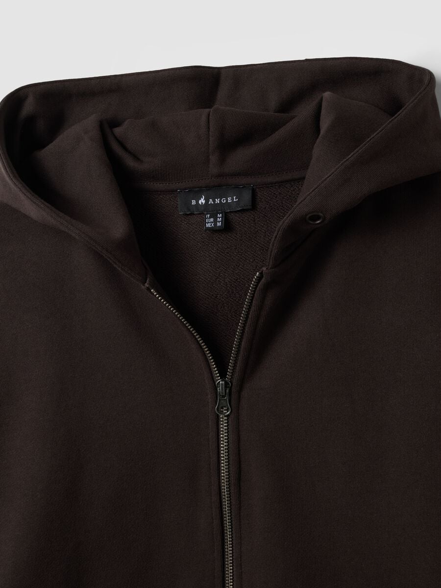Brown cropped hoodie in pure cotton with oversized fit_6