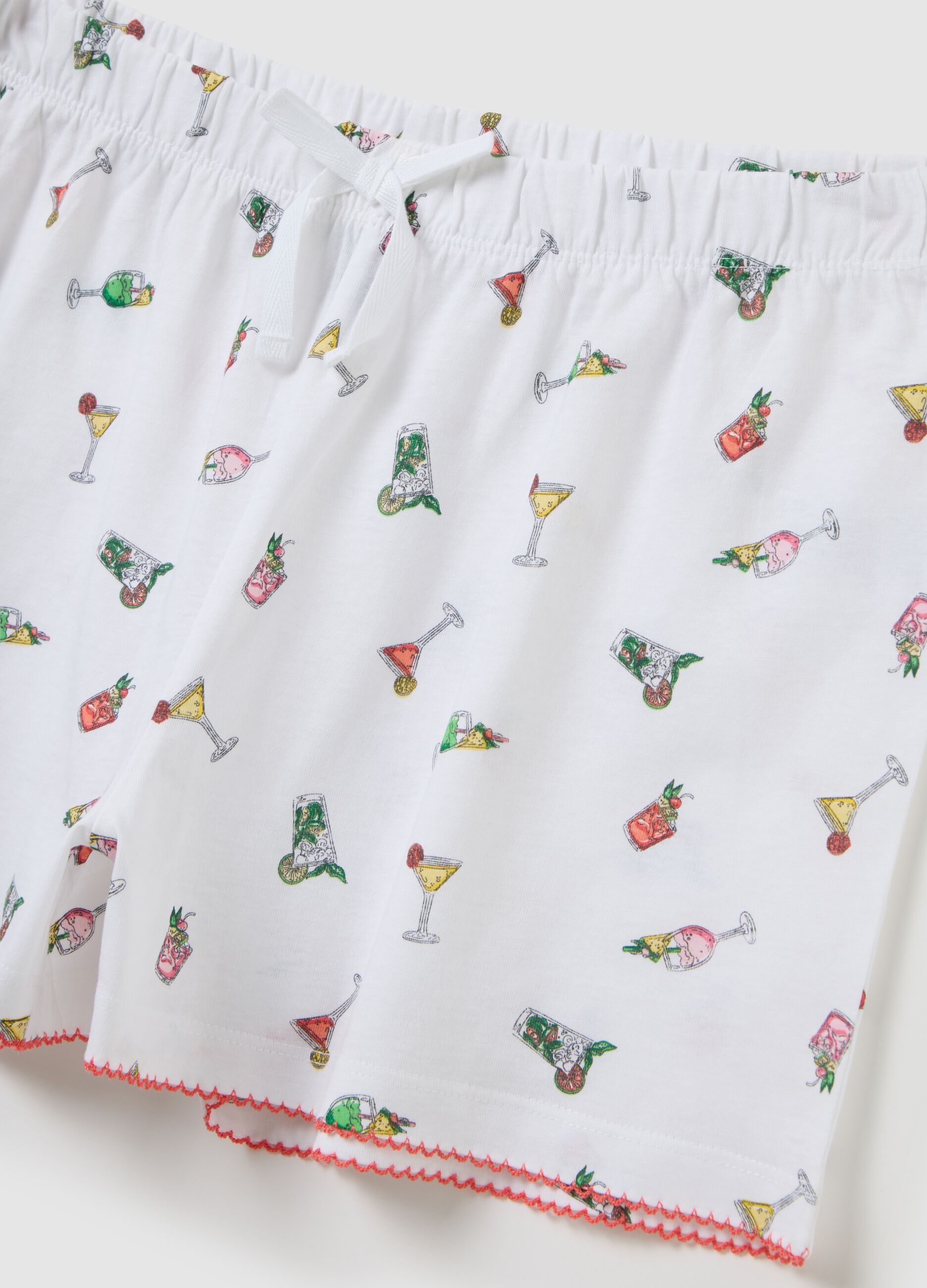 Set pigiama da donna in puro cotone bianco regular fit