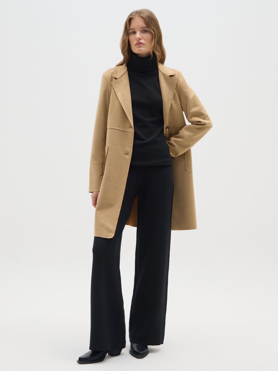 Cappotto beige regular fit con bottoni_1