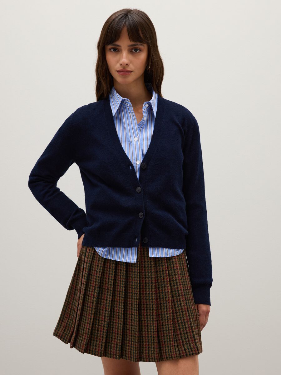 Cardigan in pura lana blu regular fit_0