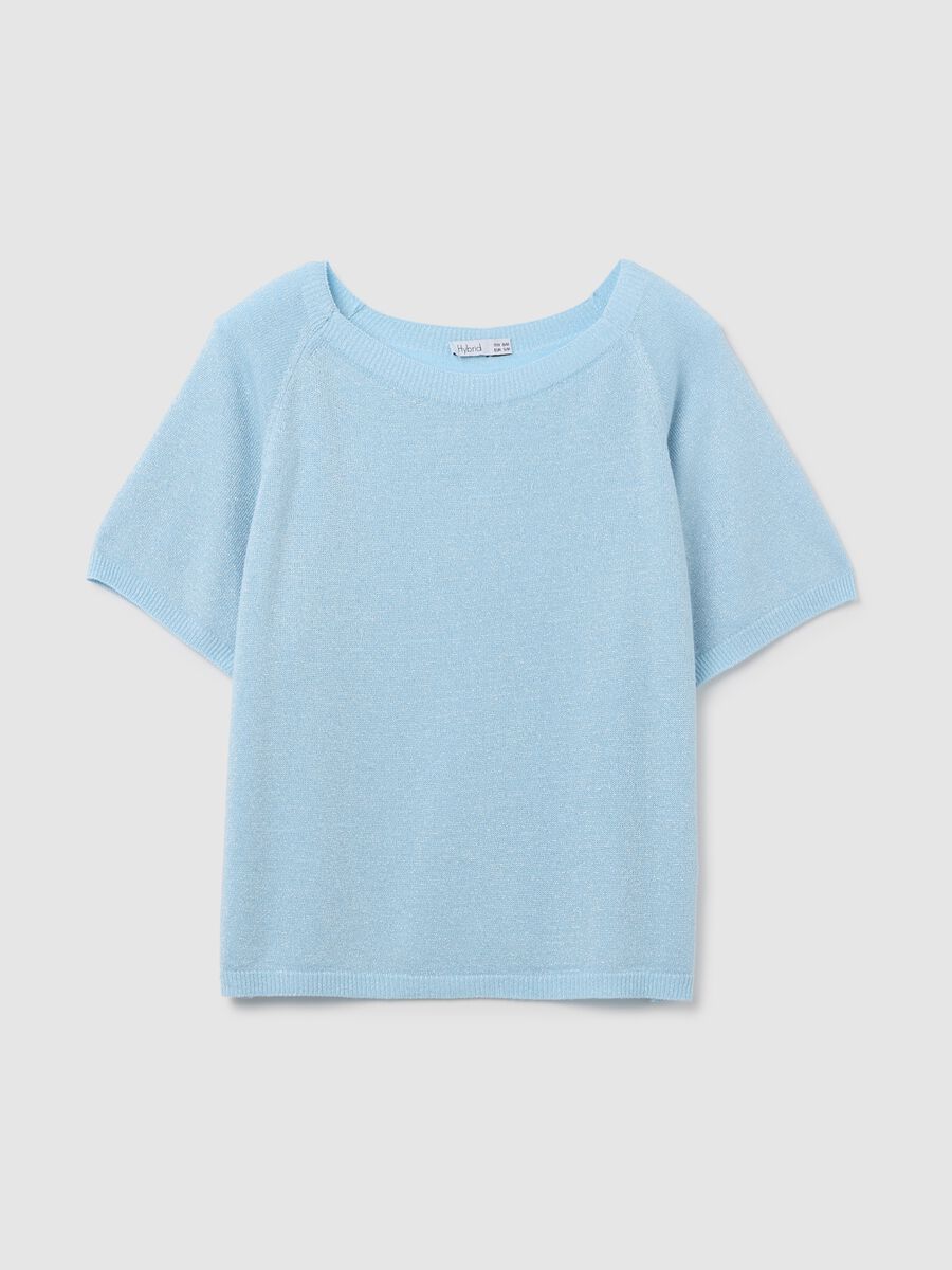 Women's blue viscose regular fit top with boat neckline_4