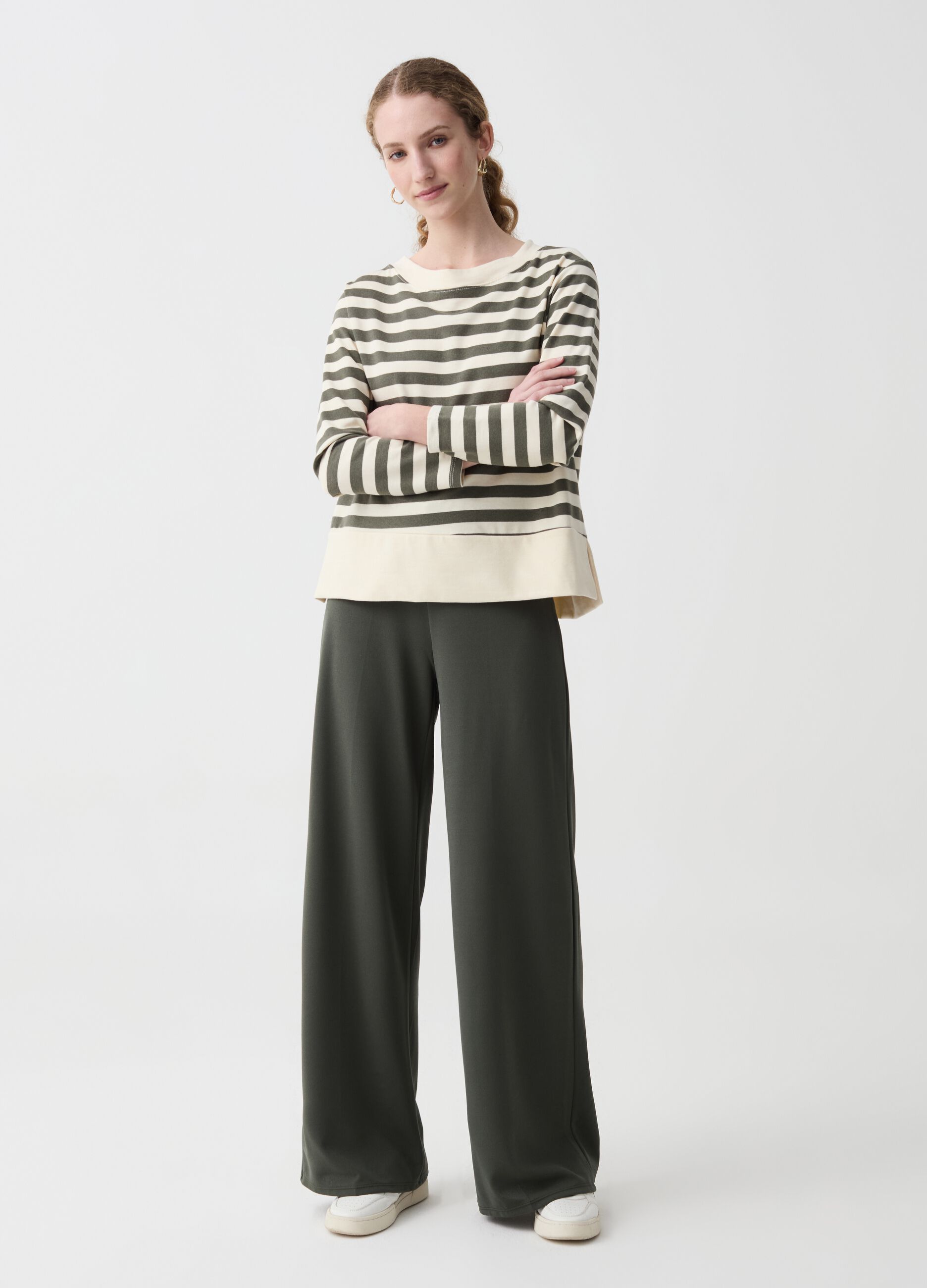 Pantalone wide leg stretch