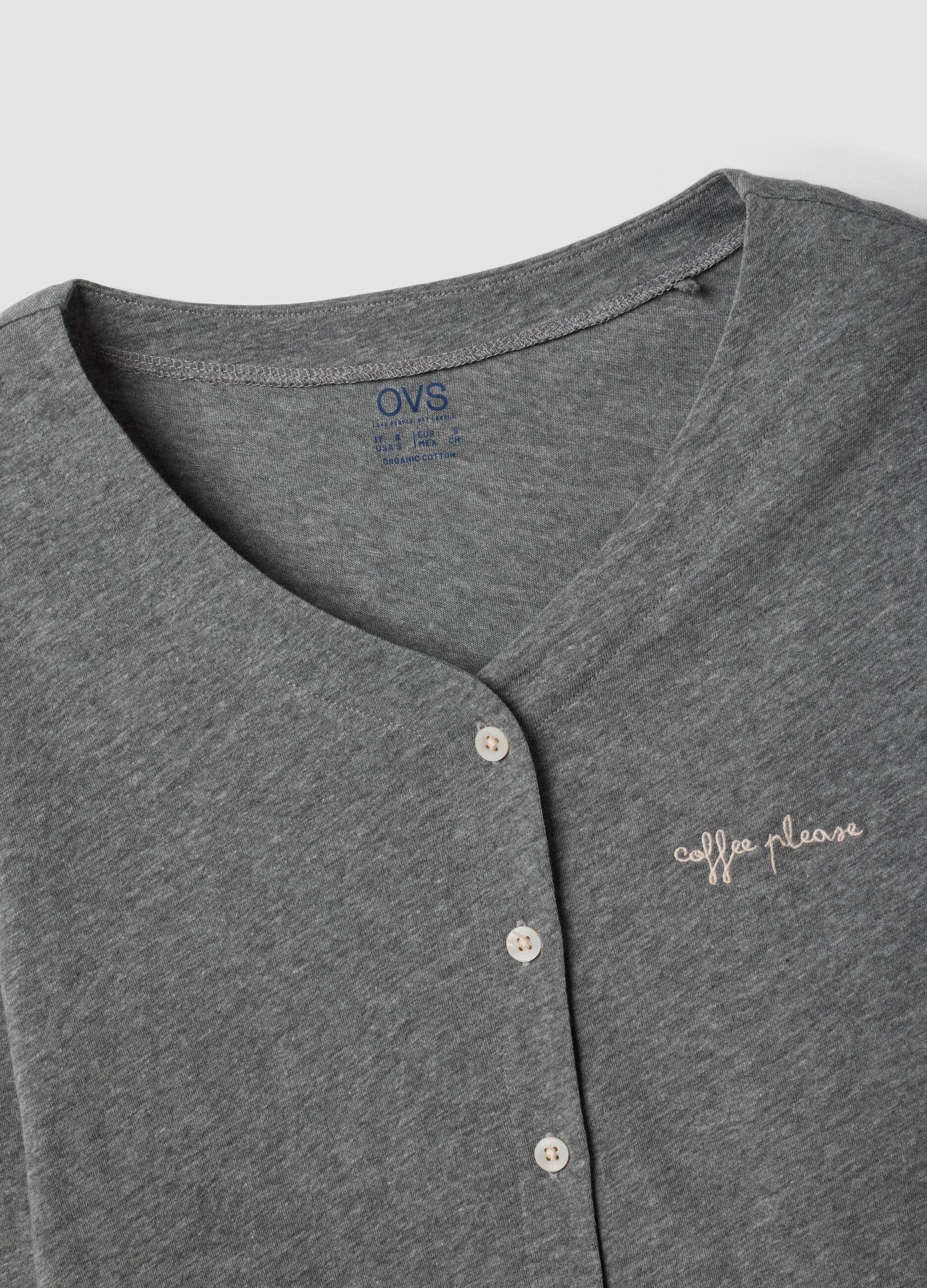 Grey pyjama T-shirt in cotton-viscose blend