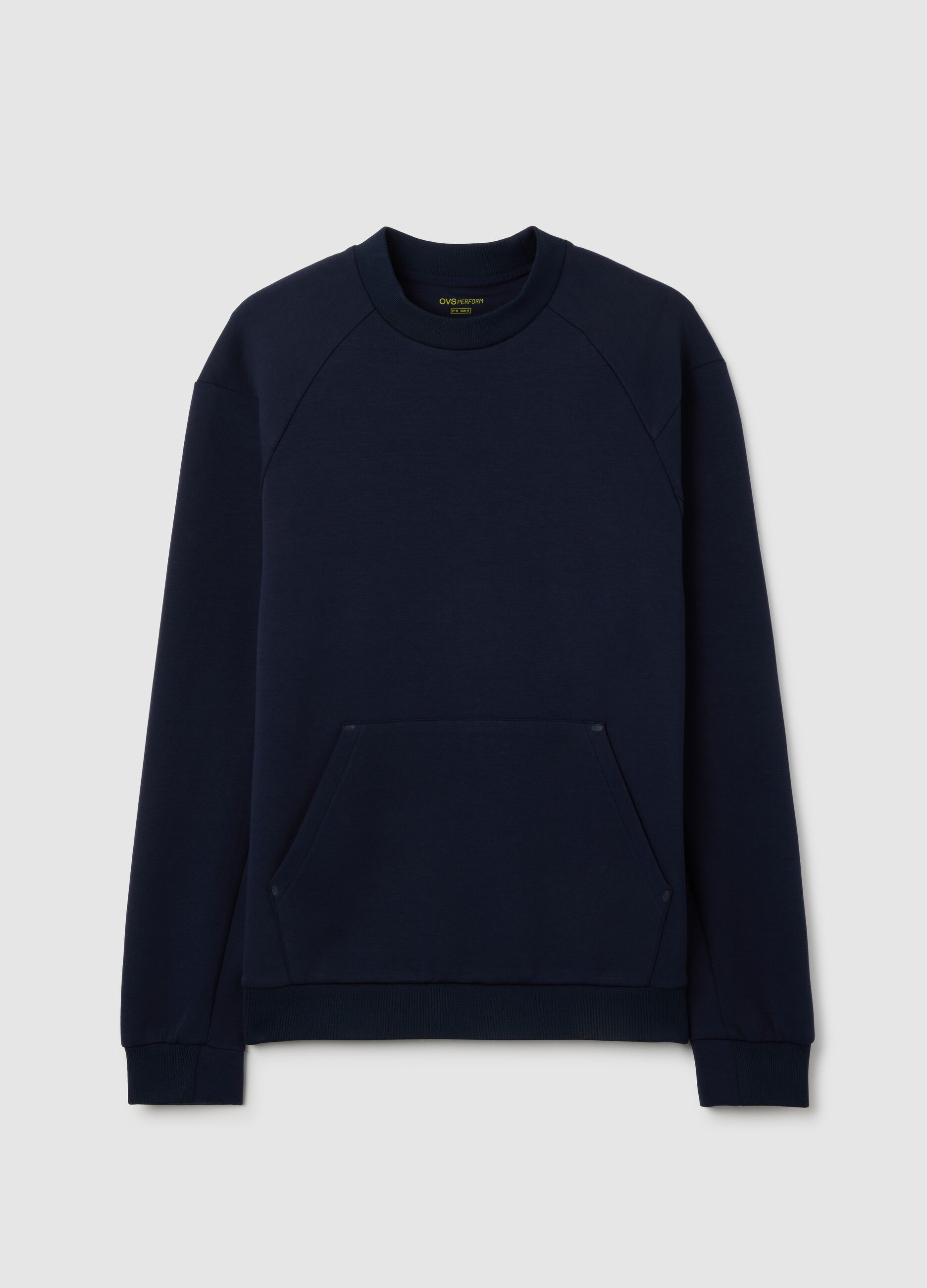 Blue cotton blend sweatshirt with front pocket