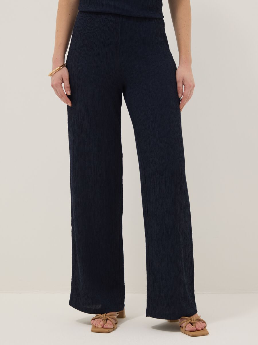 Pantaloni premaman blu navy in viscosa elasticizzata relaxed fit_1