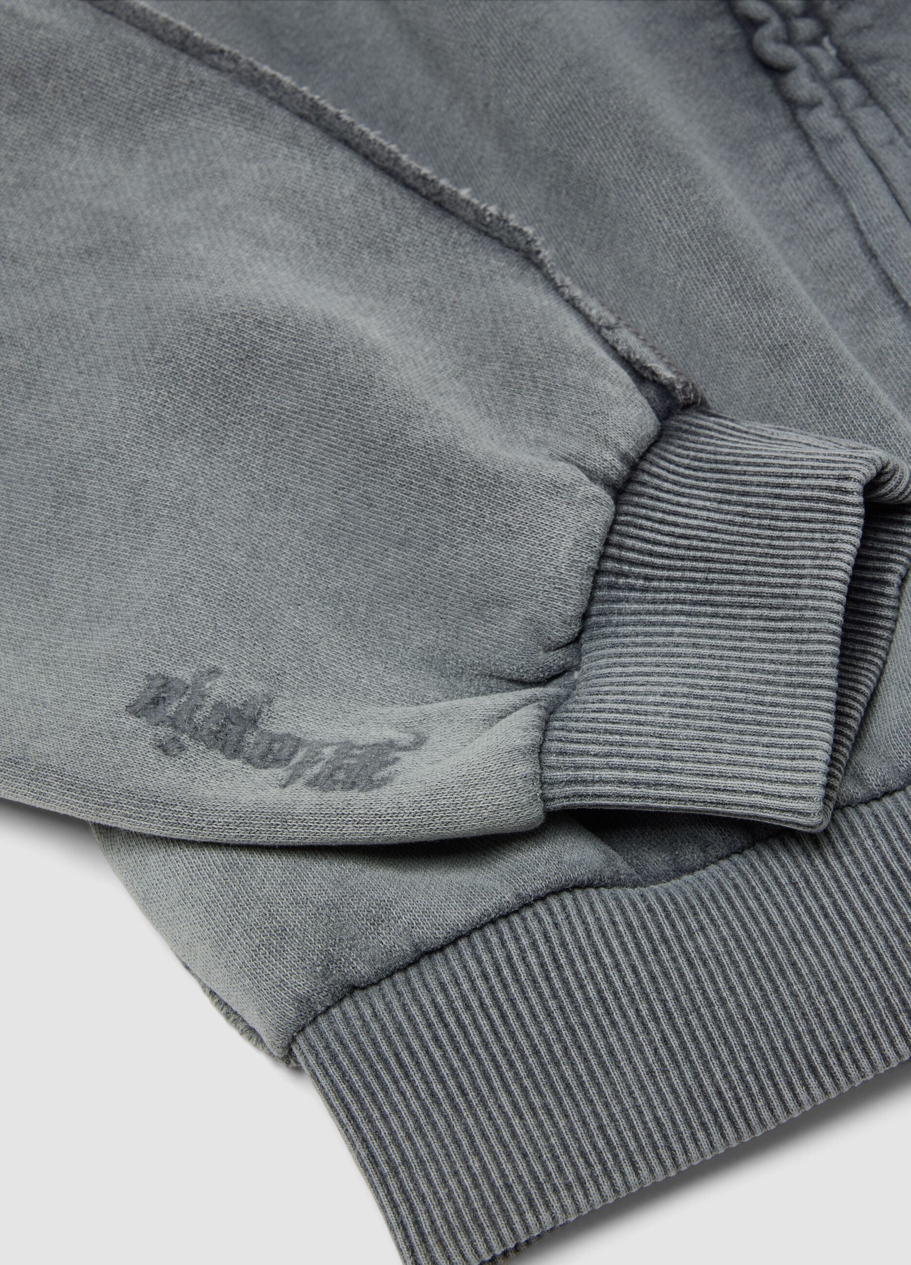 Sun-Faded Full-Zip Hoodie in Vintage Grey