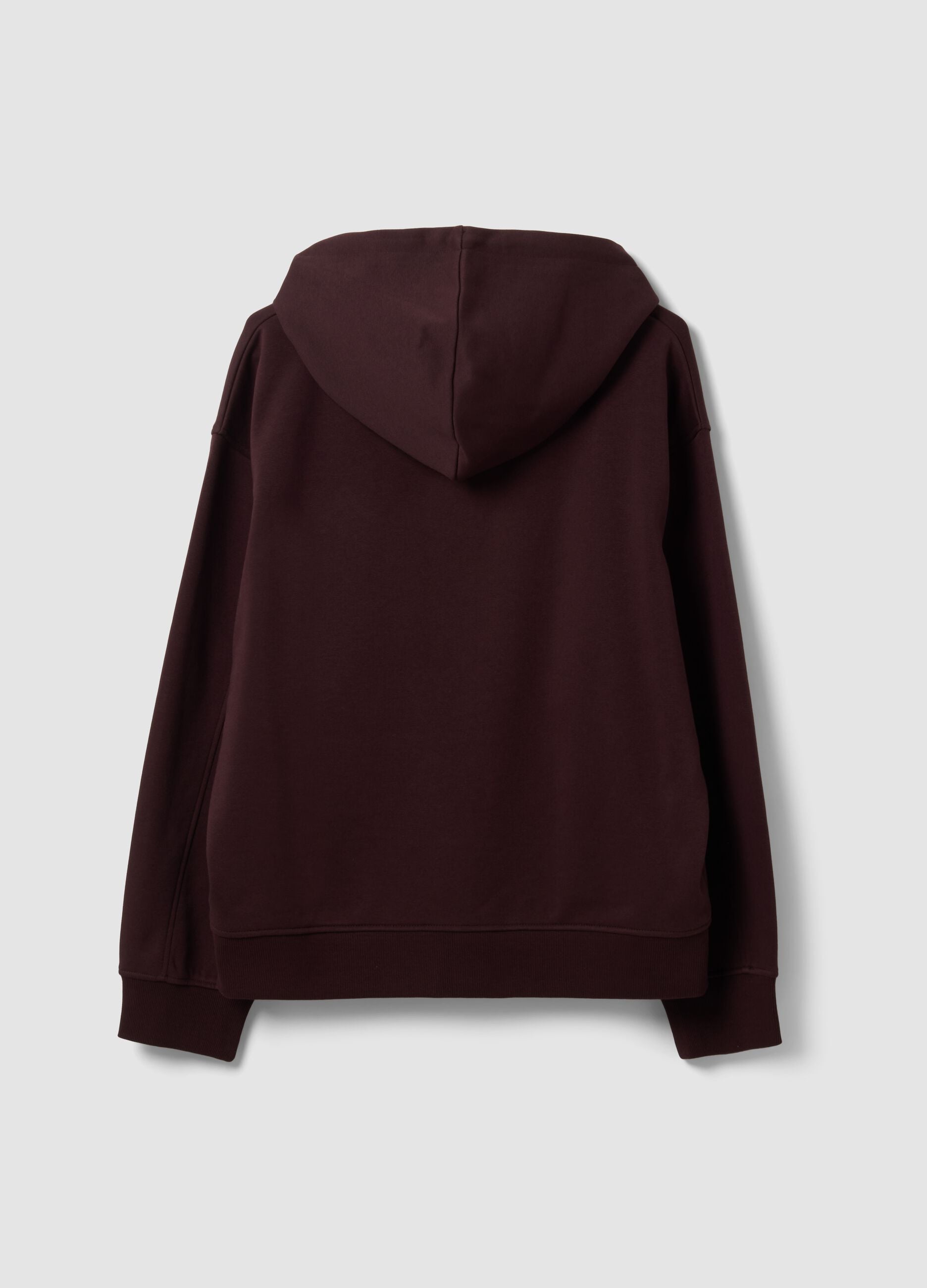 Brown cotton-blend hoodie with "Boston" slogan, relaxed fit