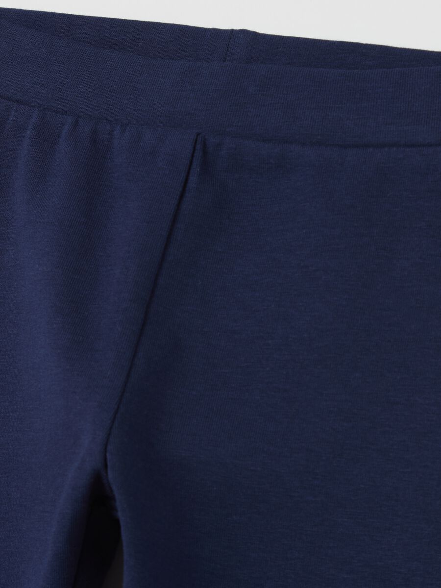 Stretch cotton leggings with diamanté motif_2